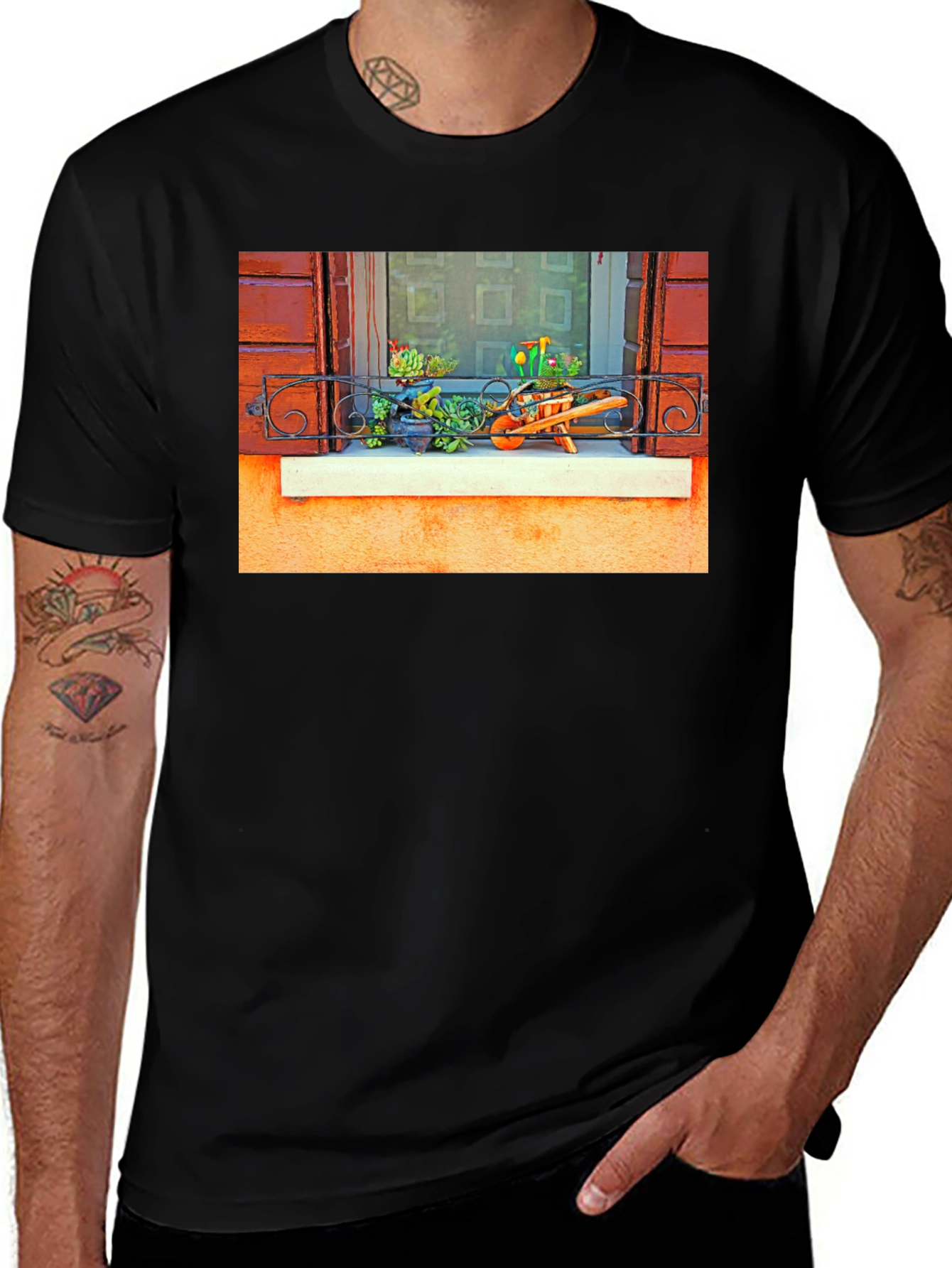Unique Garden Window Print T-Shirt