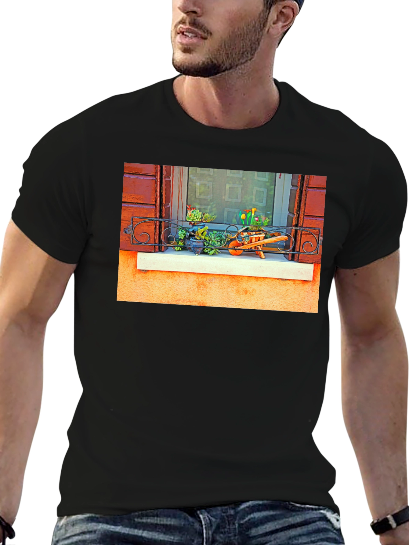 Unique Garden Window Print T-Shirt
