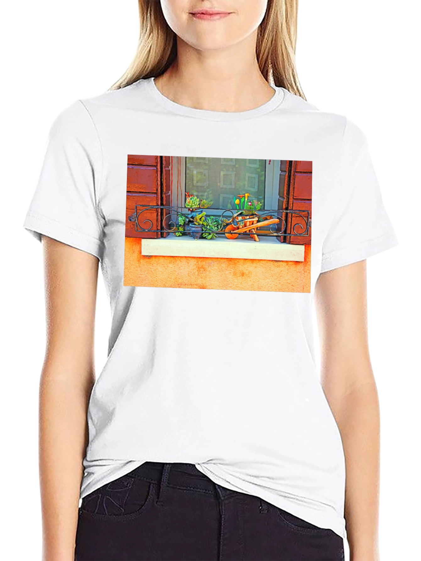 Unique Garden Window Print T-Shirt