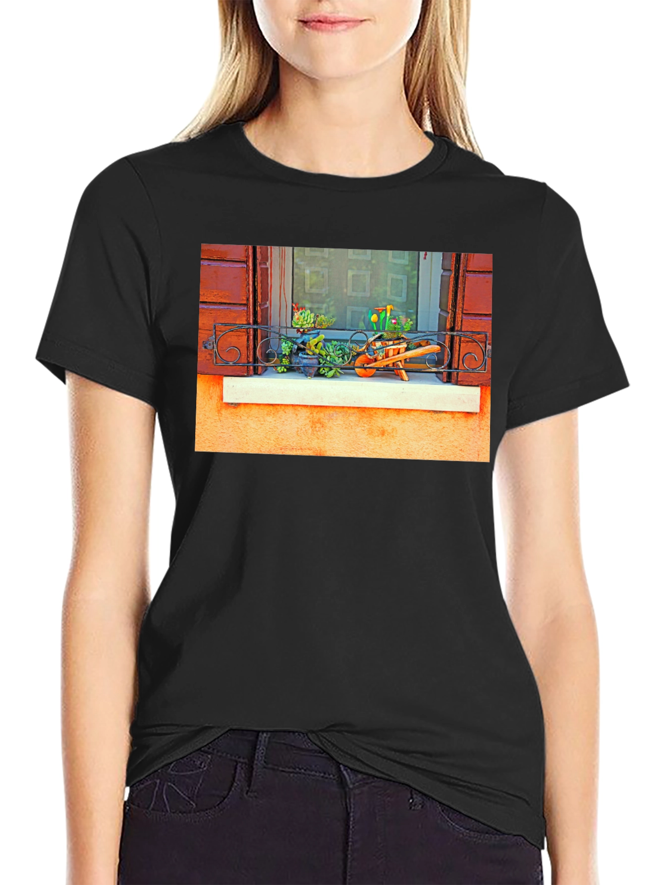 Unique Garden Window Print T-Shirt