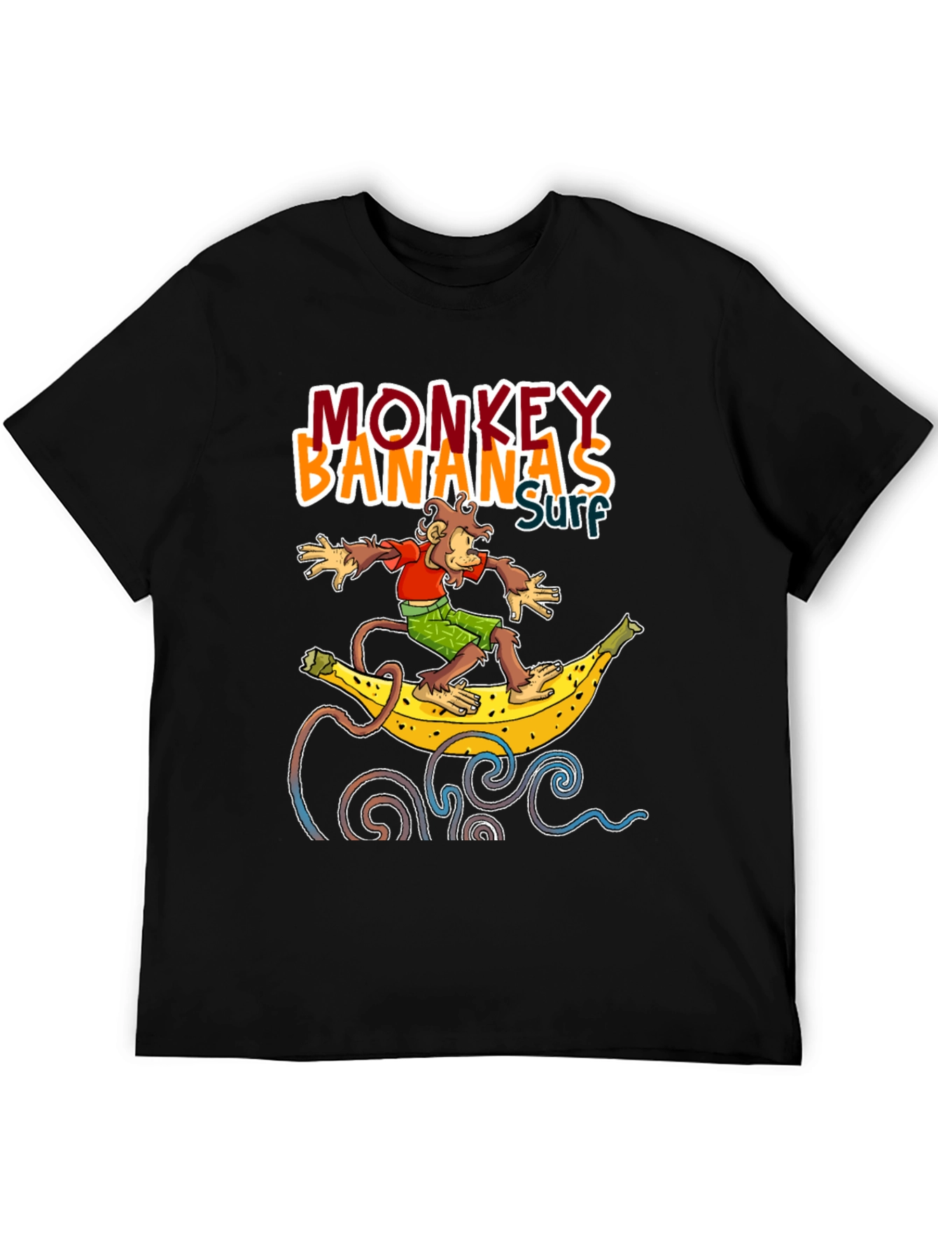 Monkey Banana Surf T-Shirt - Novelty Graphic Tee