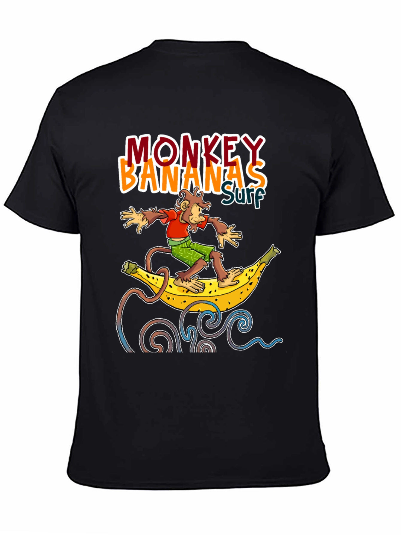Monkey Banana Surf T-Shirt - Novelty Graphic Tee