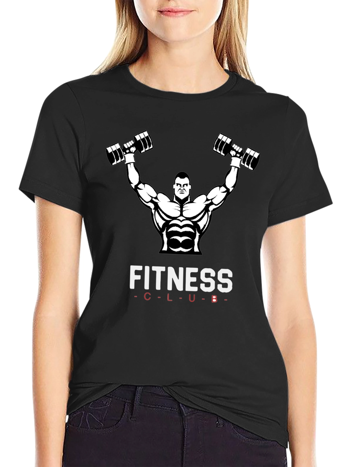 Fitness Club Graphic T-Shirt - Black Cotton Gym Tee