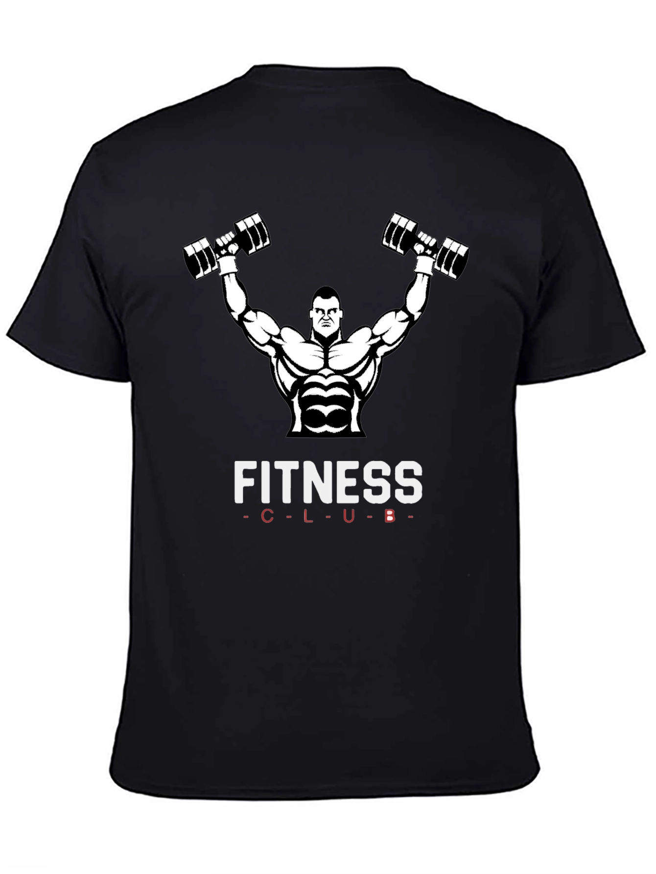 Fitness Club Graphic T-Shirt - Black Cotton Gym Tee