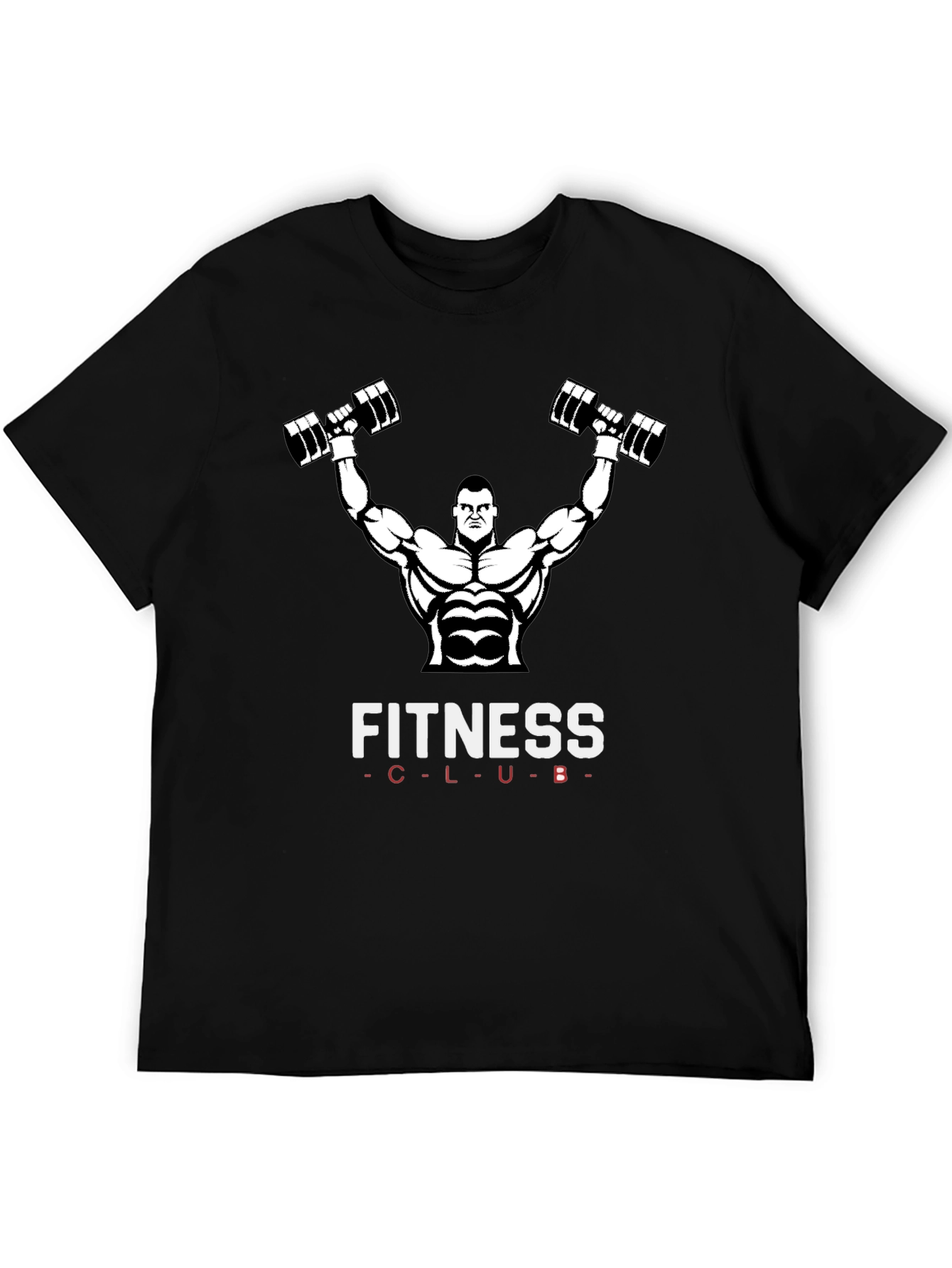 Fitness Club Graphic T-Shirt - Black Cotton Gym Tee