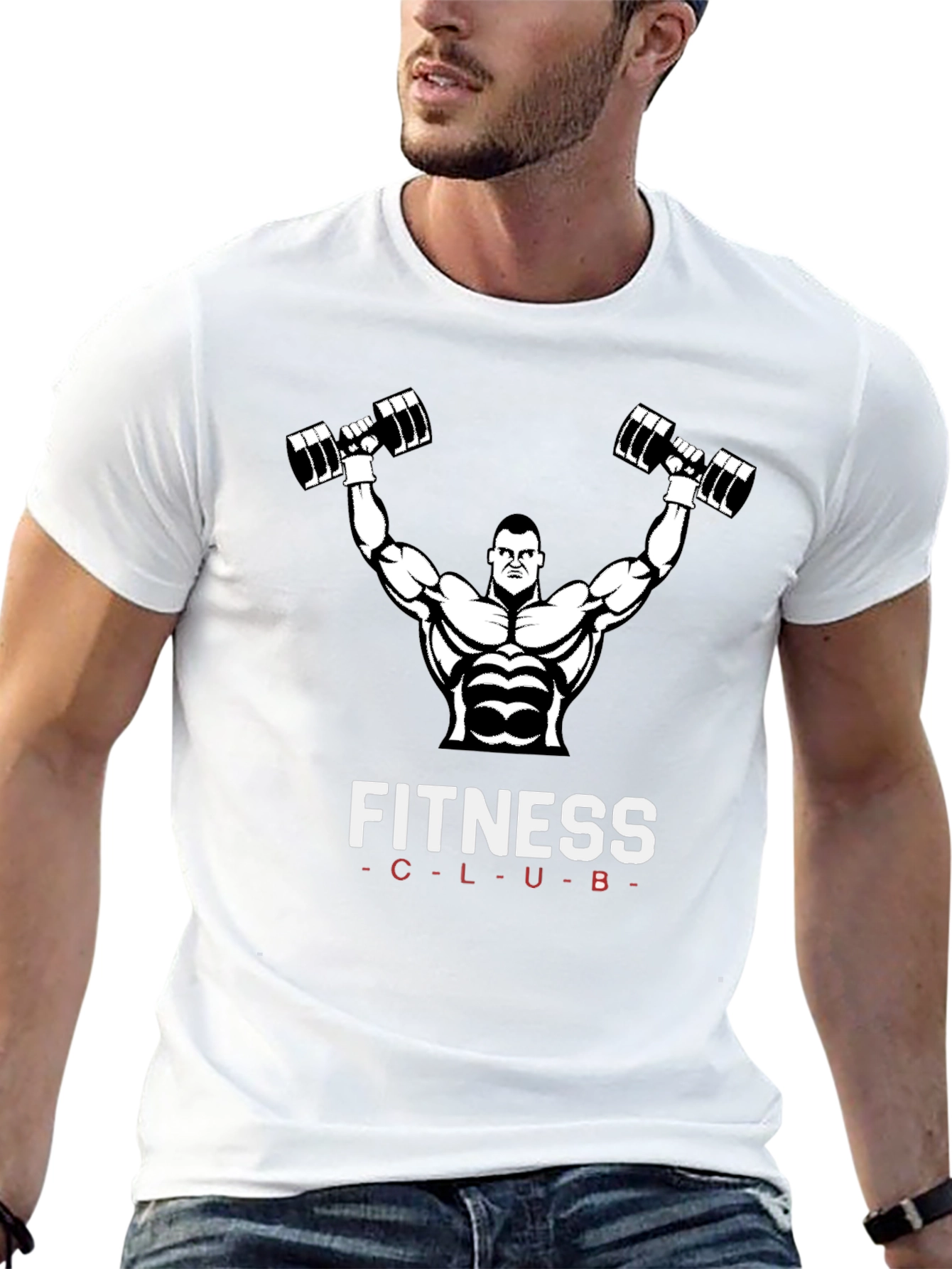 Fitness Club Graphic T-Shirt - Black Cotton Gym Tee