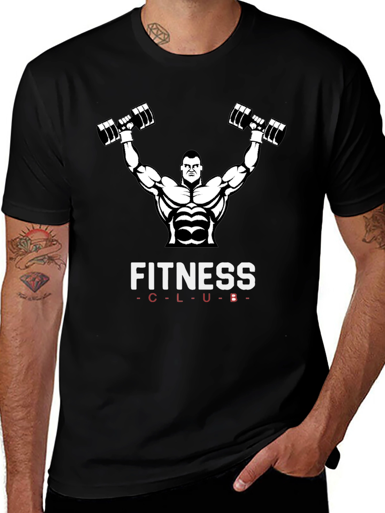 Fitness Club Graphic T-Shirt - Black Cotton Gym Tee