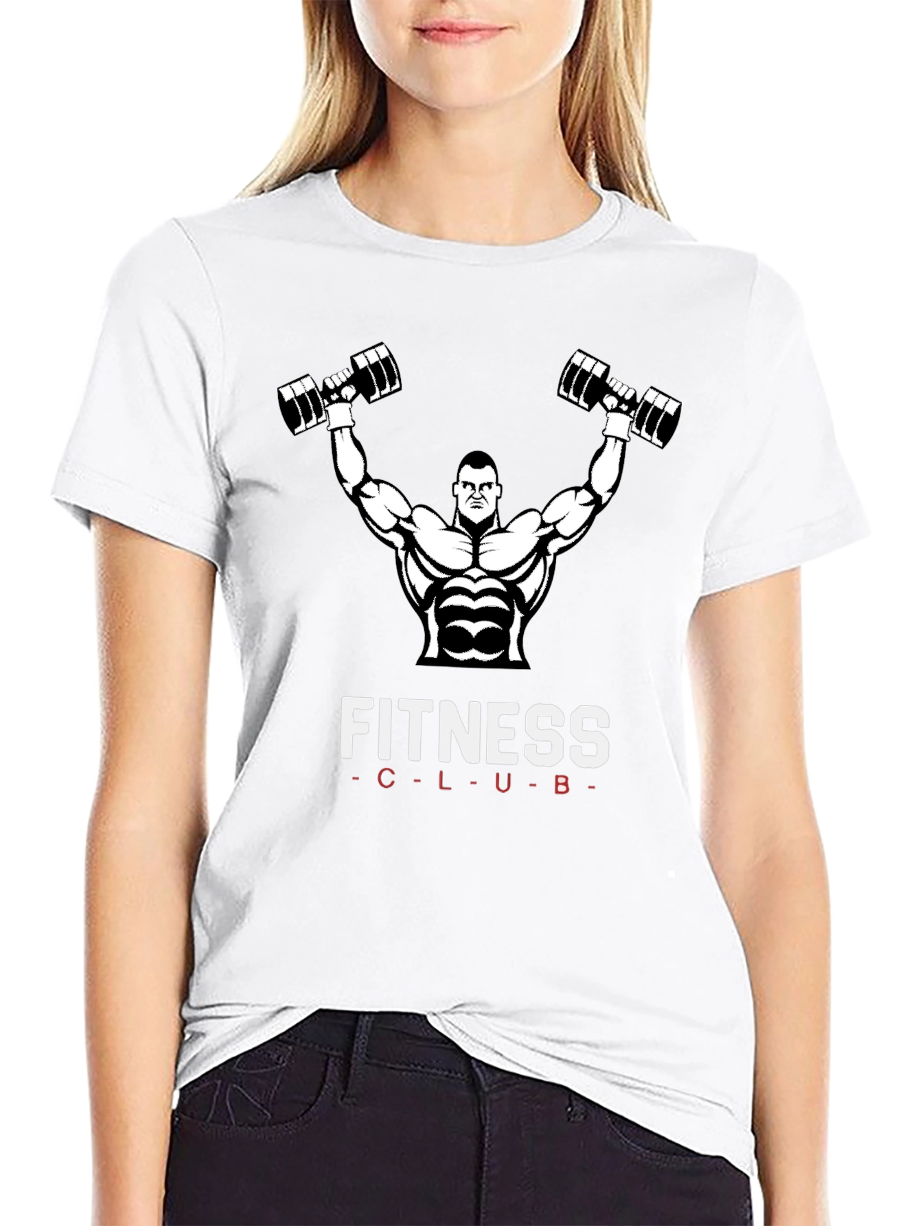 Fitness Club Graphic T-Shirt - Black Cotton Gym Tee