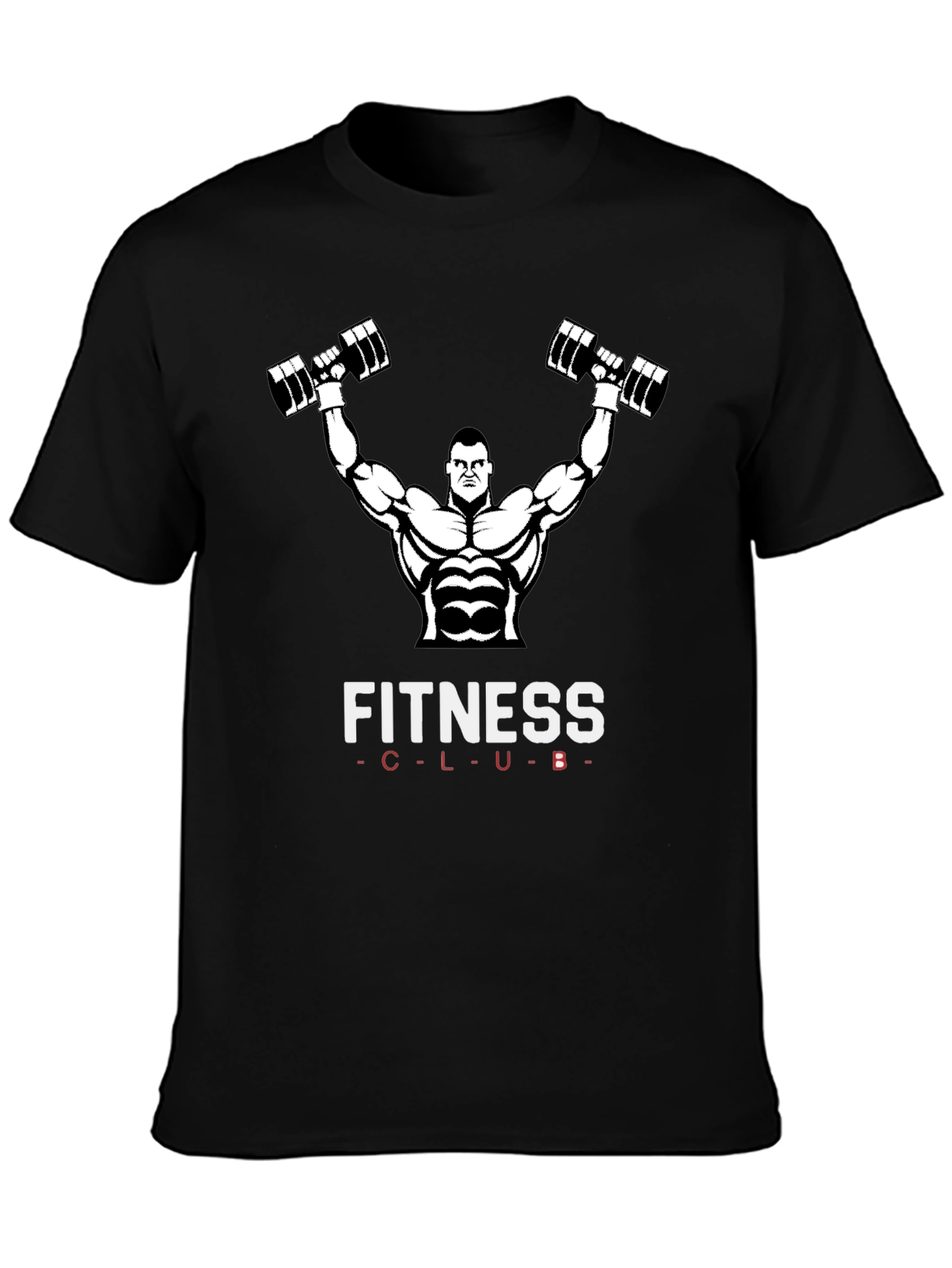 Fitness Club Graphic T-Shirt - Black Cotton Gym Tee