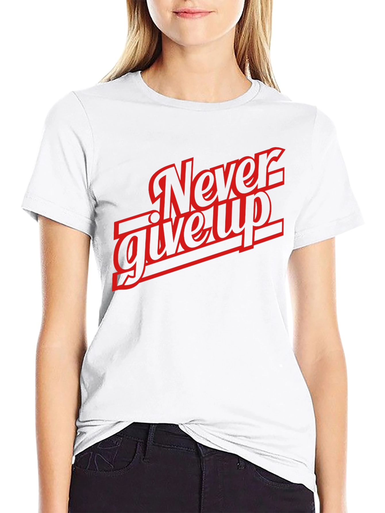 Never Give Up Graphic Tee - Mens Black T-Shirt