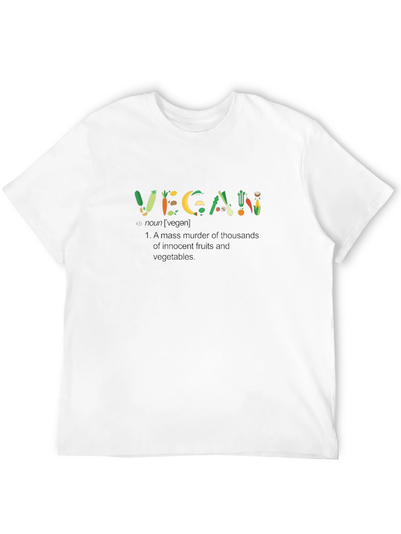 Vegan Definition T-Shirt - Fruit & Veggie Lettering