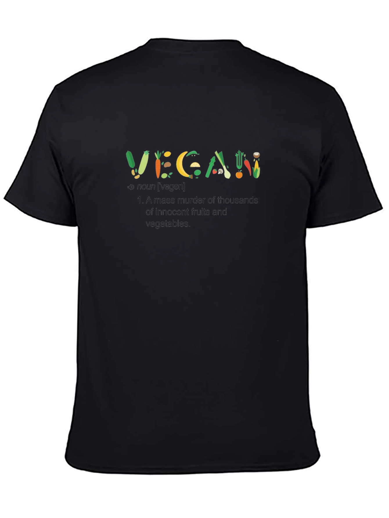 Vegan Definition T-Shirt - Fruit & Veggie Lettering