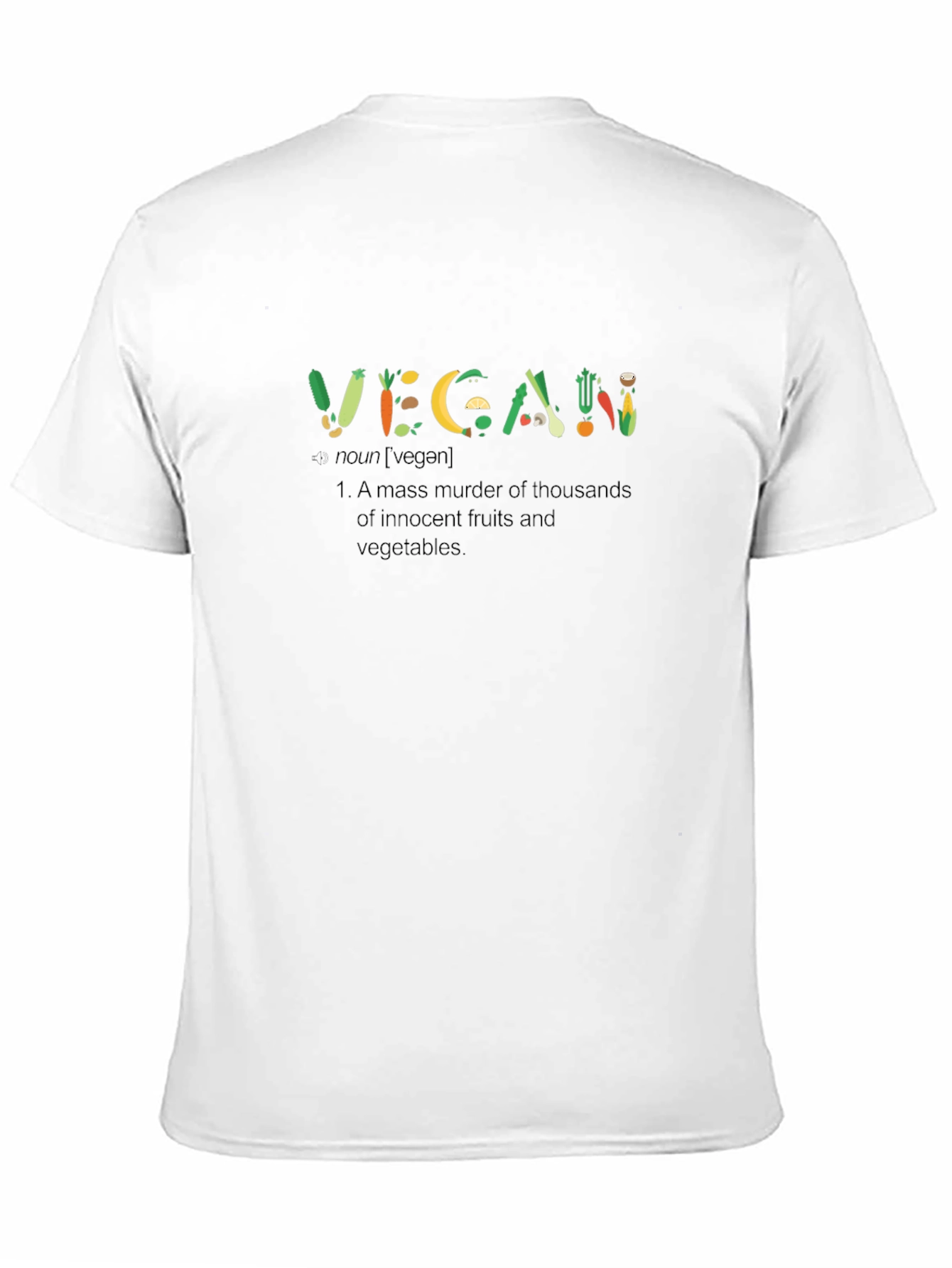 Vegan Definition T-Shirt - Fruit & Veggie Lettering