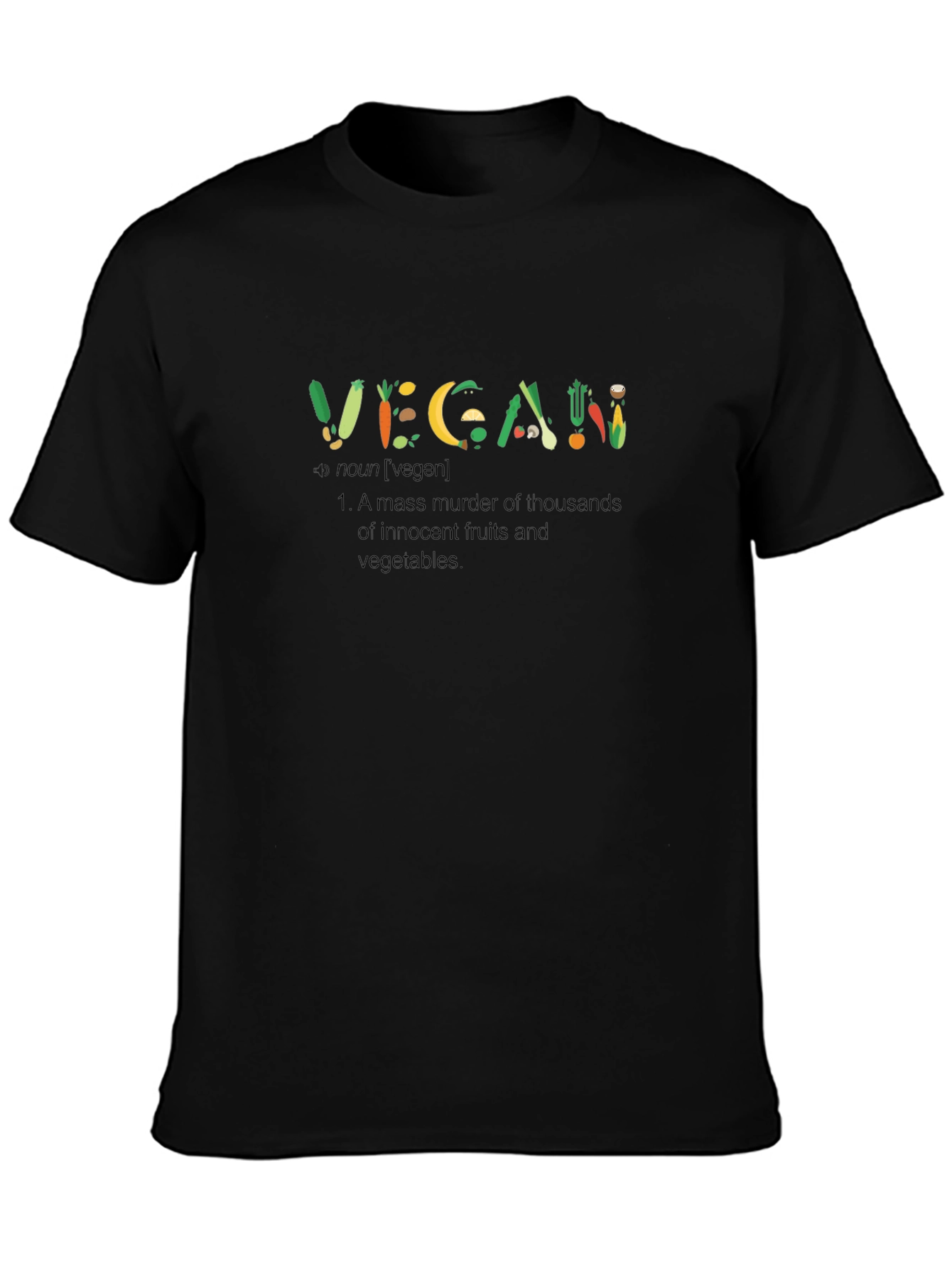 Vegan Definition T-Shirt - Fruit & Veggie Lettering