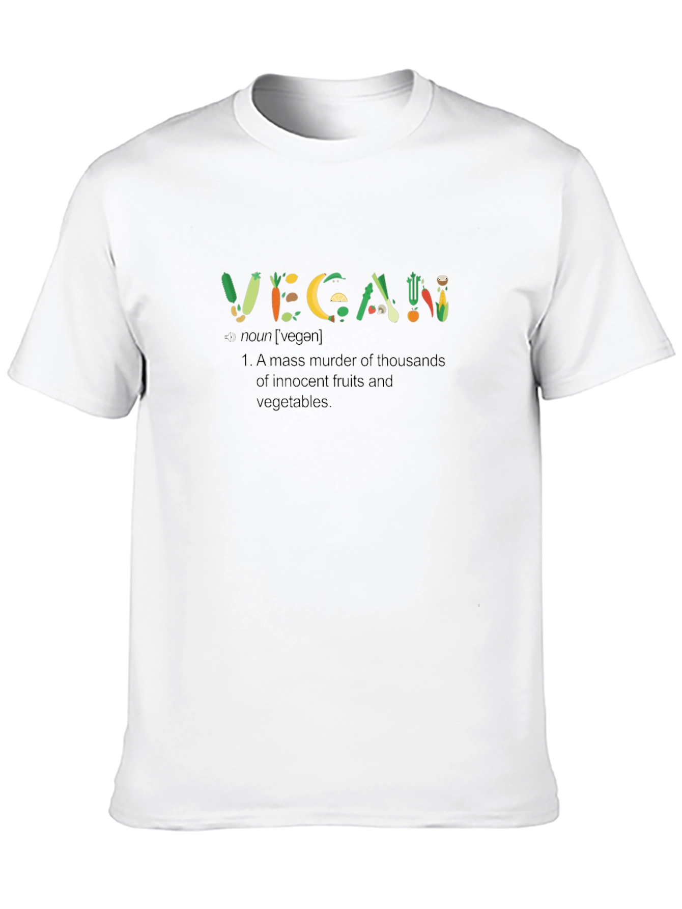 Vegan Definition T-Shirt - Fruit & Veggie Lettering