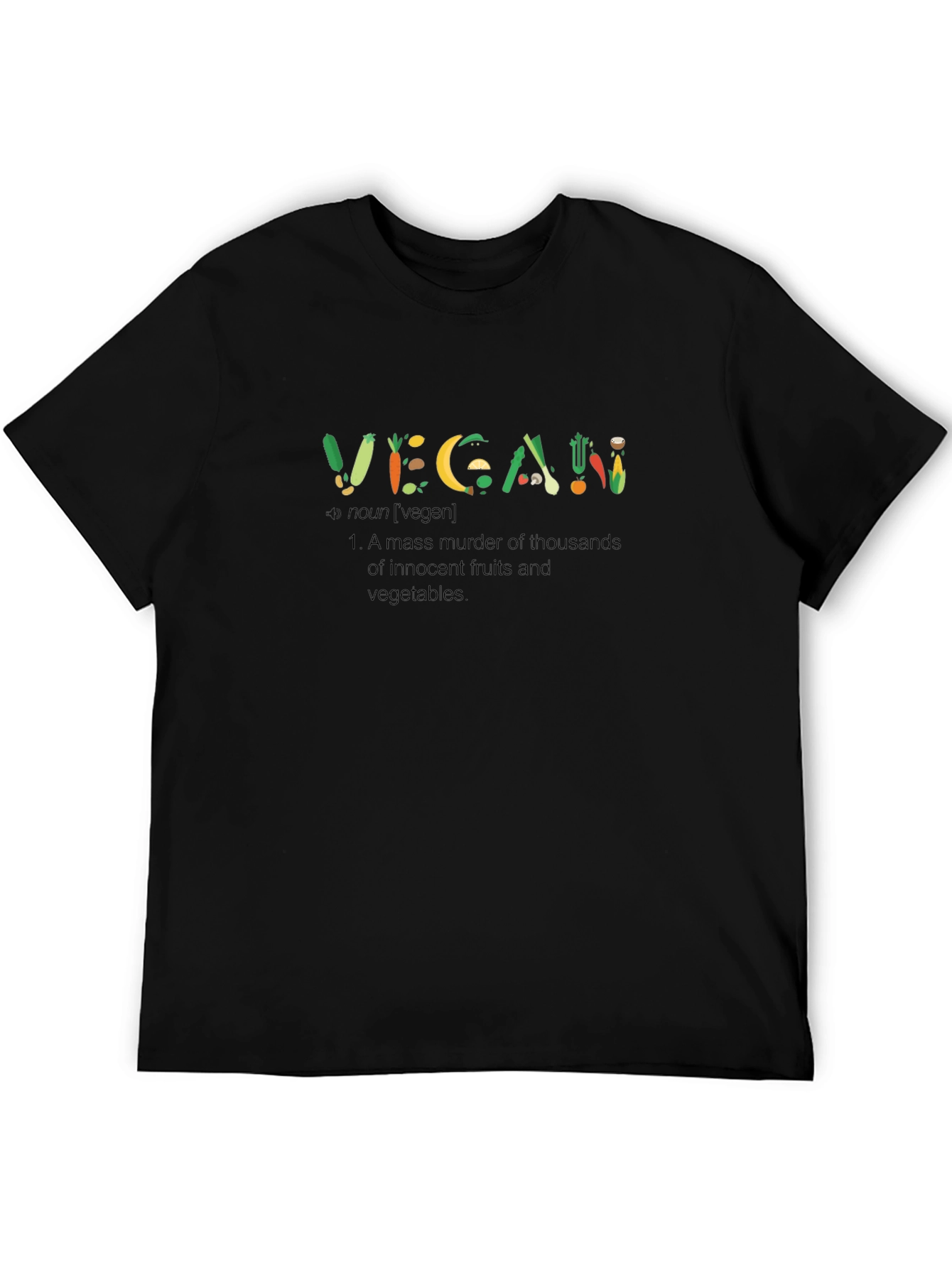 Vegan Definition T-Shirt - Fruit & Veggie Lettering
