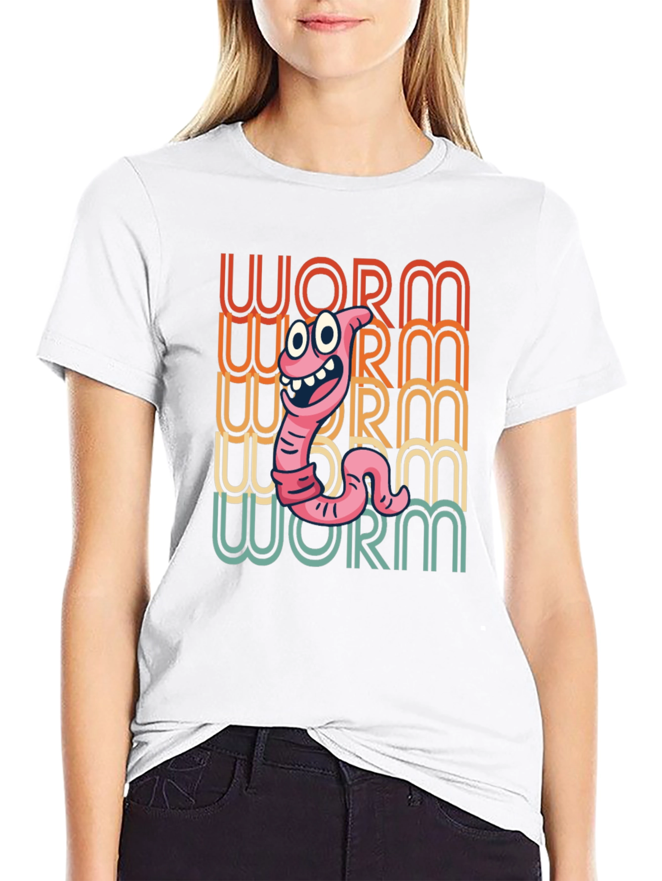 Funny Worm Graphic Tee - Black Cotton T-Shirt
