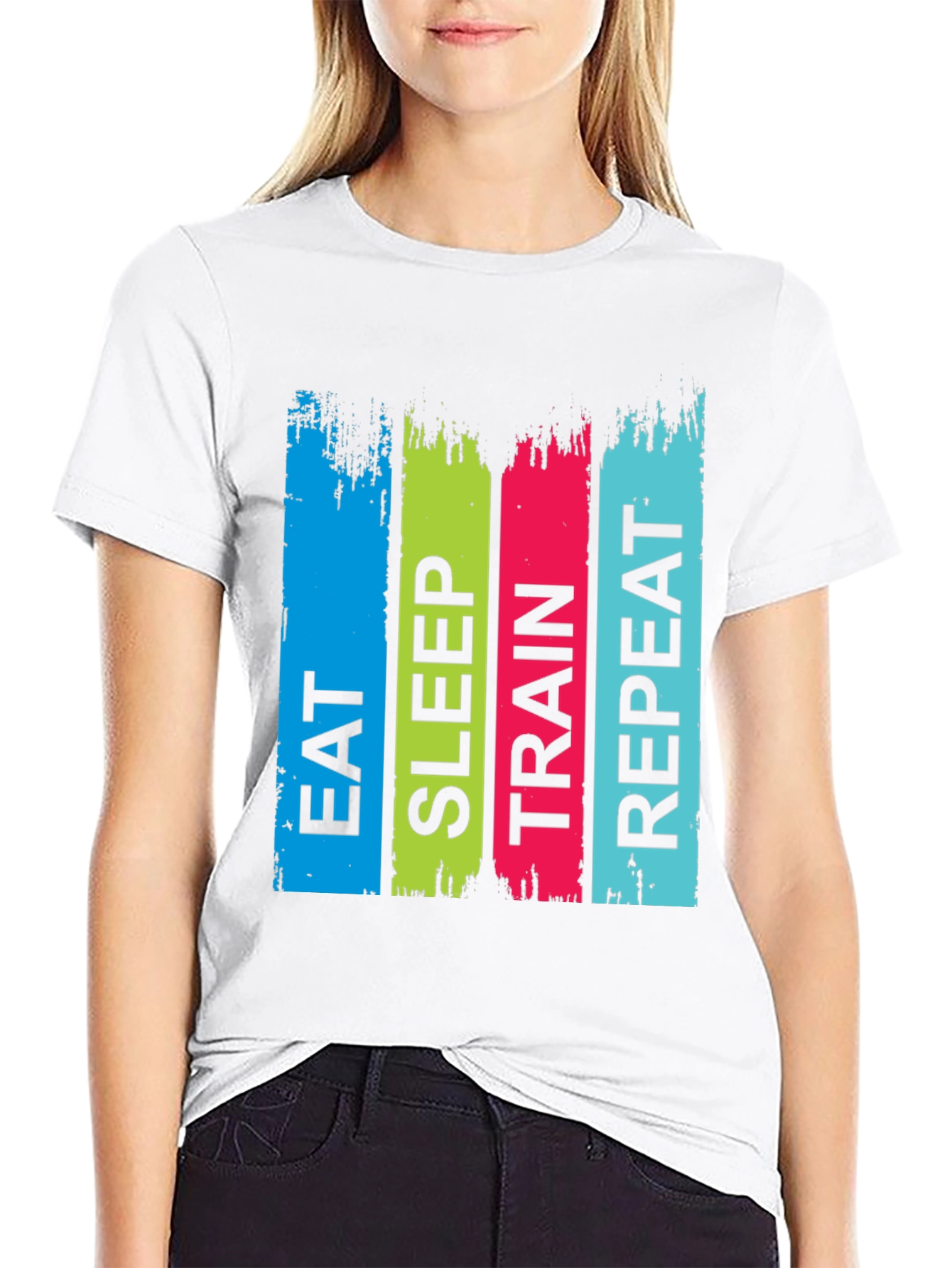 Eat Sleep Train Repeat Graphic Tee - Black
