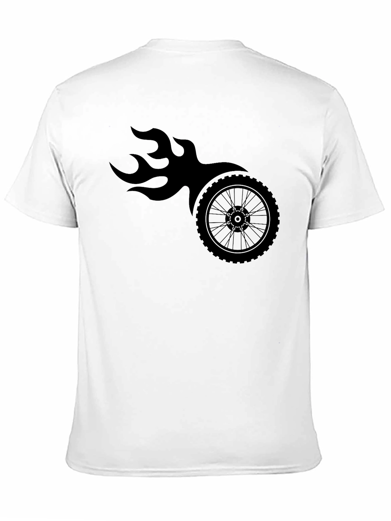 Mens Black Flaming Wheel Graphic T-Shirt