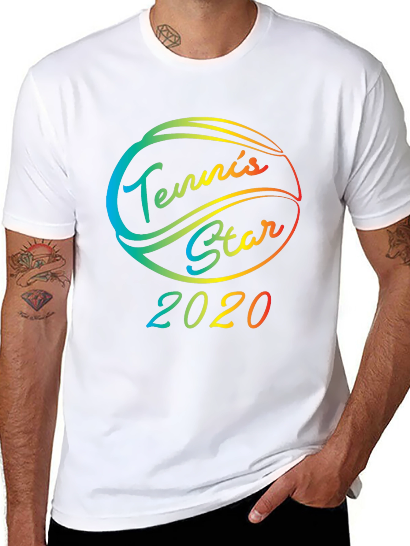 Tennis Star 2020 Rainbow Graphic T-Shirt