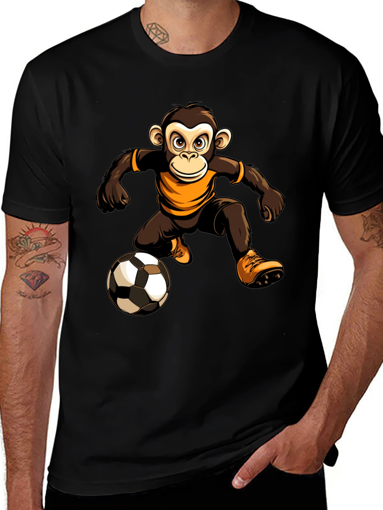 Monkey Soccer Player Graphic T-Shirt