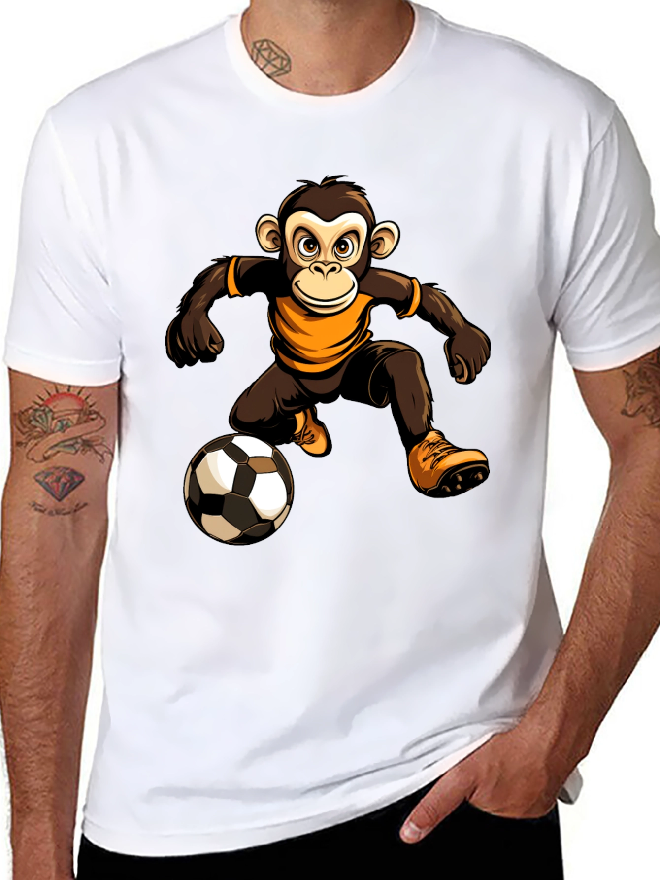 Monkey Soccer Player Graphic T-Shirt