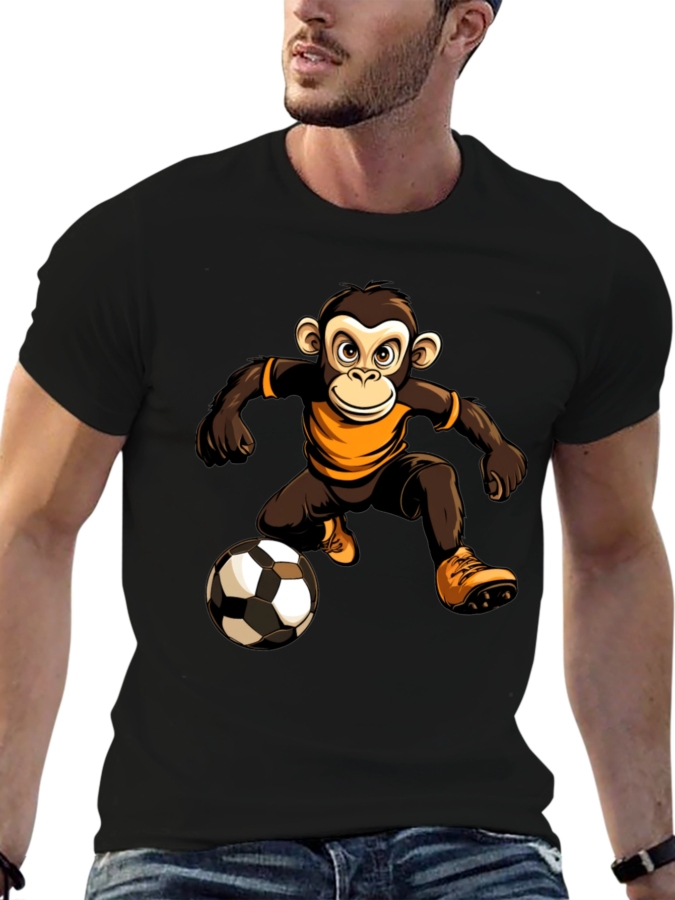 Monkey Soccer Player Graphic T-Shirt