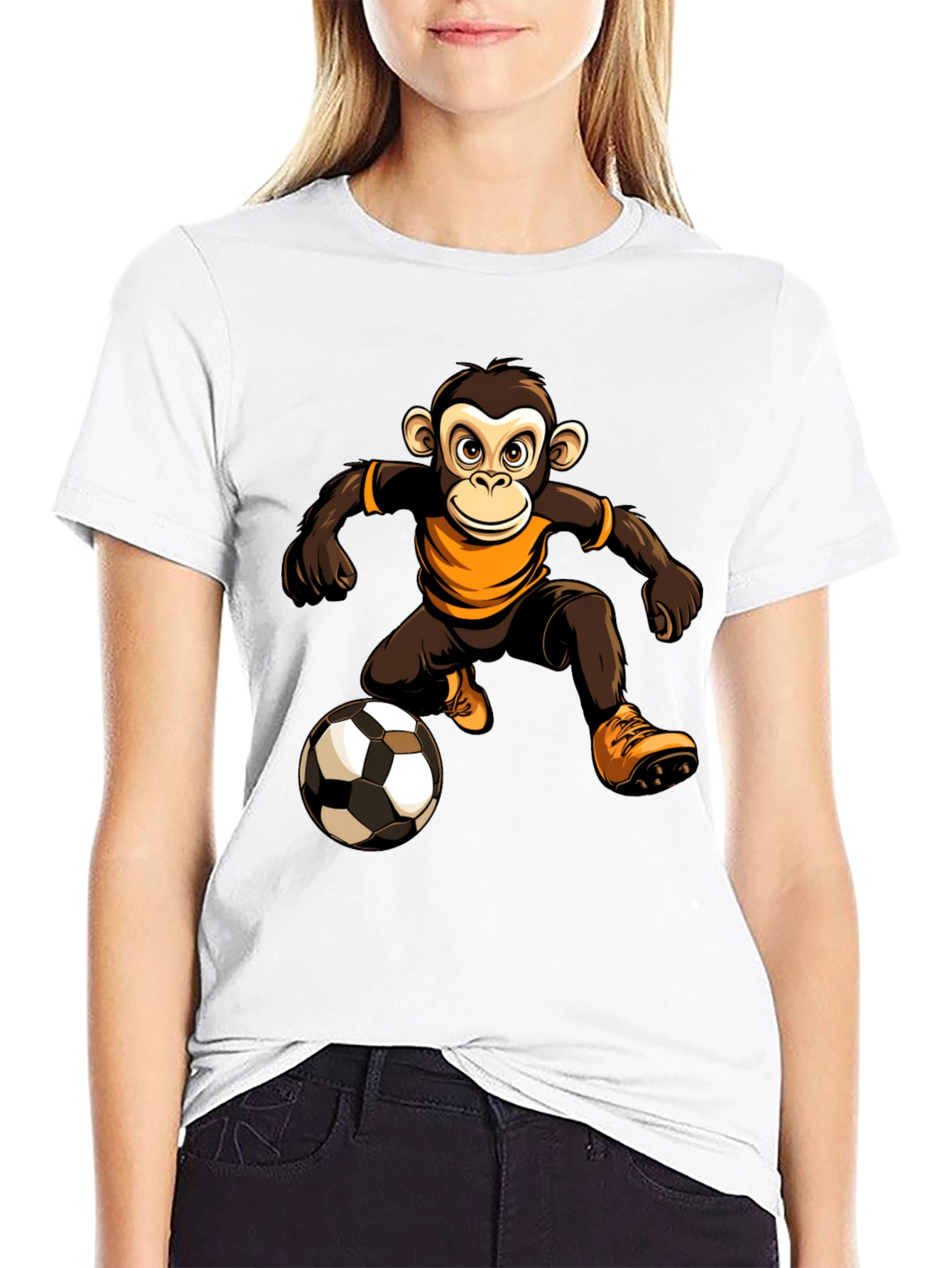 Monkey Soccer Player Graphic T-Shirt