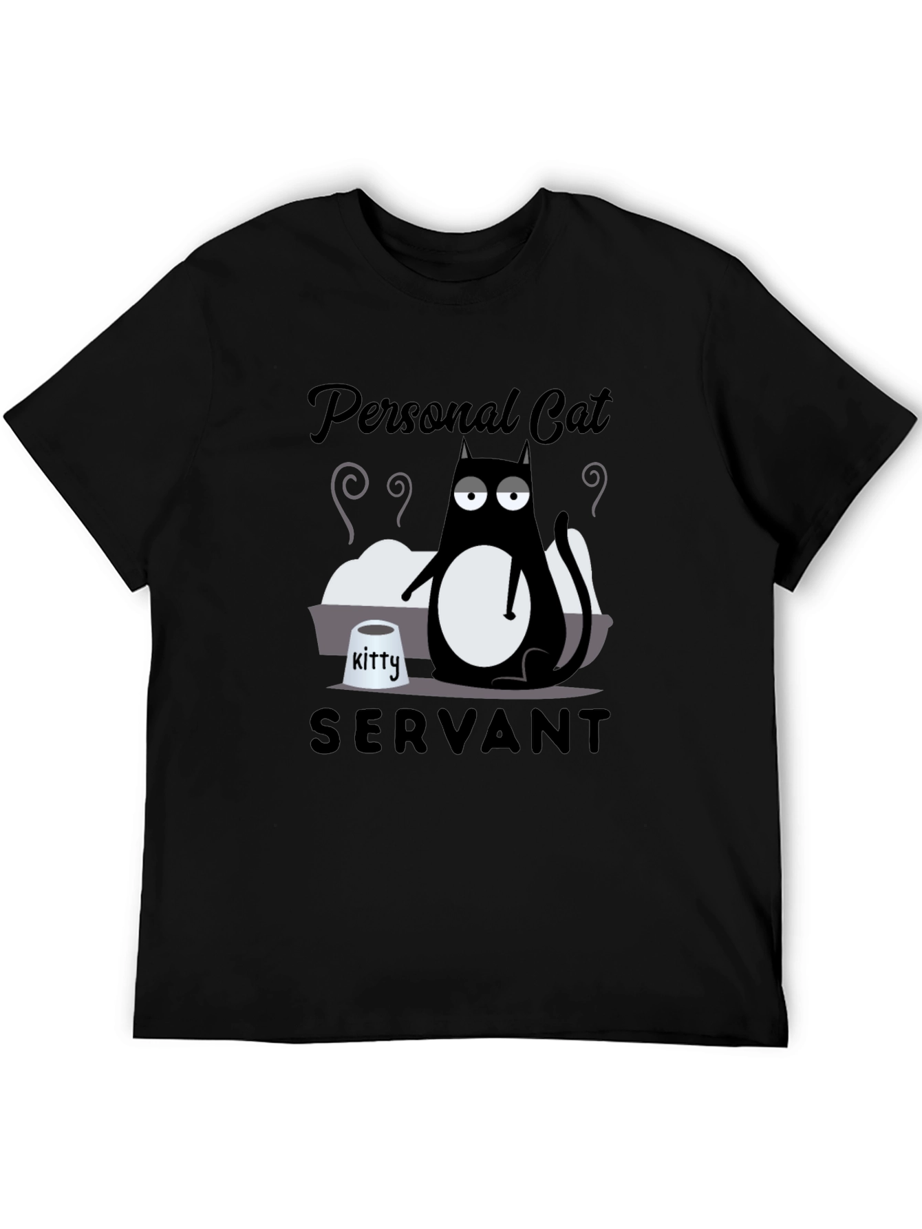 Personal Cat Servant Graphic Tee - Black