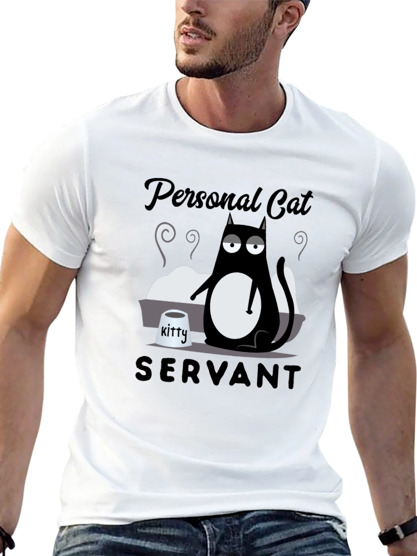 Personal Cat Servant Graphic Tee - Black
