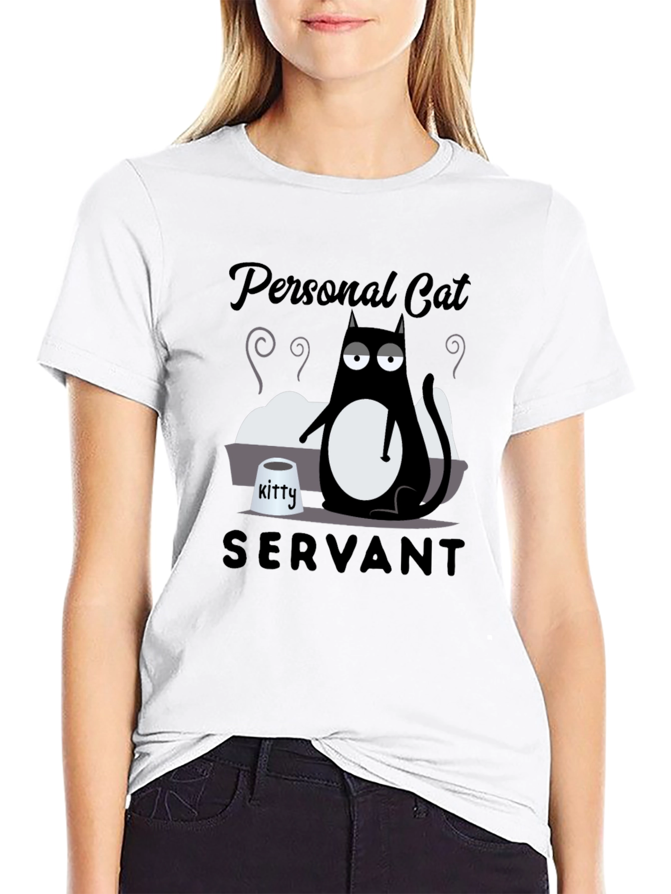 Personal Cat Servant Graphic Tee - Black