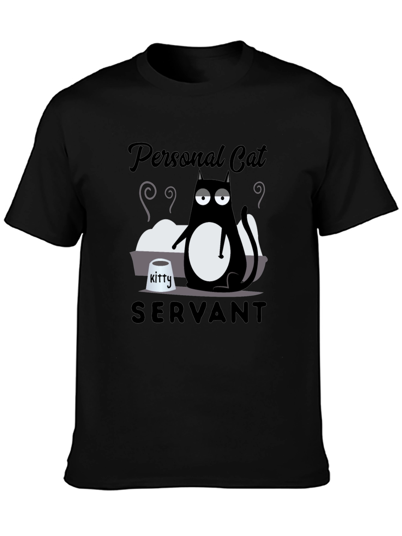 Personal Cat Servant Graphic Tee - Black