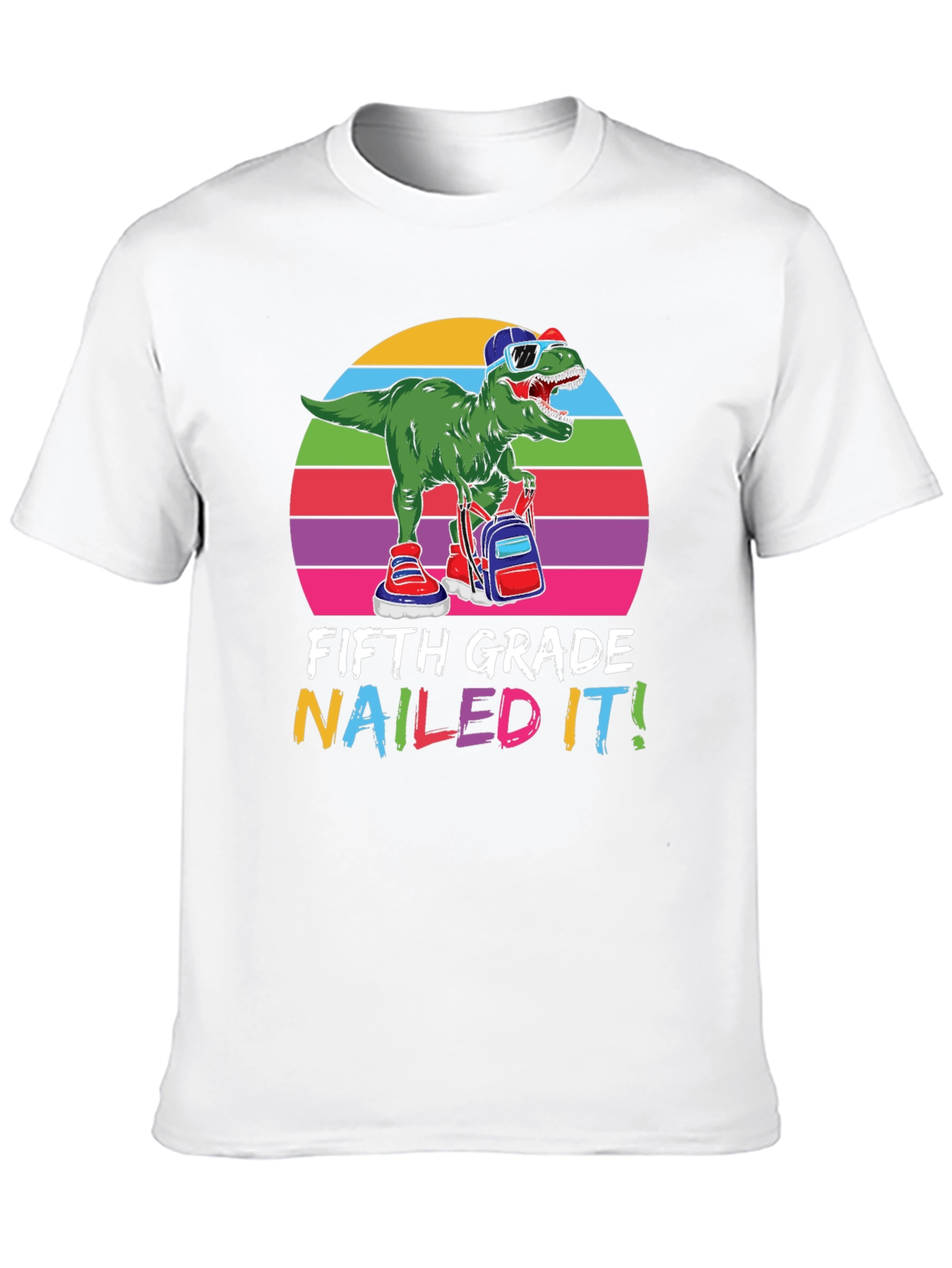 Fifth Grade Nailed It T-Shirt - Dinosaur Design