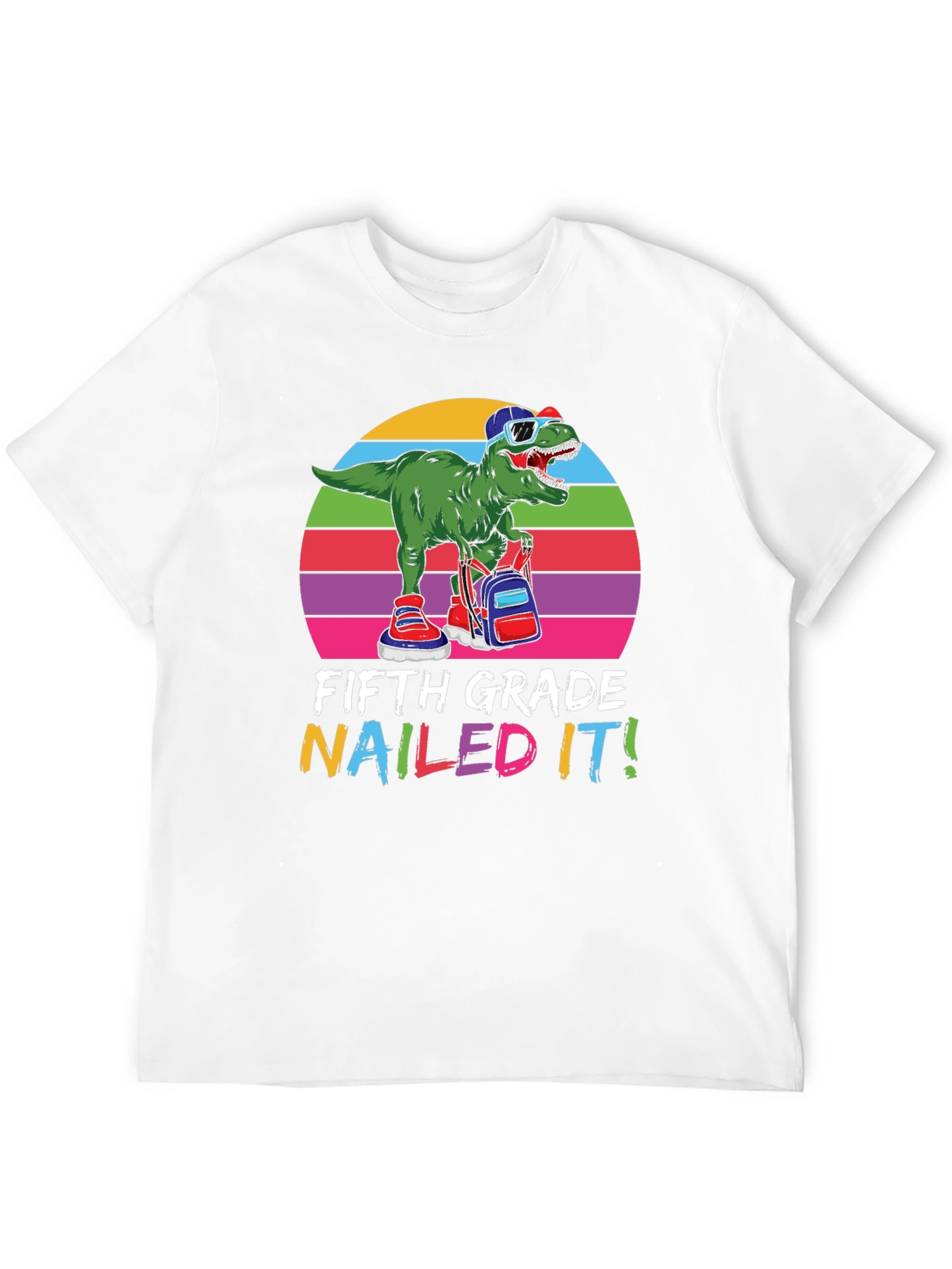 Fifth Grade Nailed It T-Shirt - Dinosaur Design