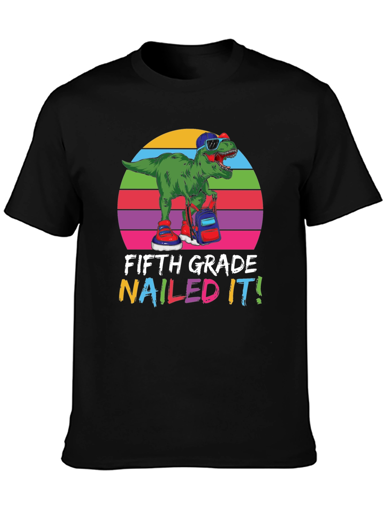 Fifth Grade Nailed It T-Shirt - Dinosaur Design