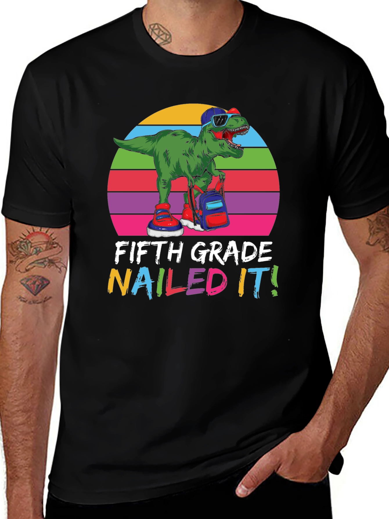 Fifth Grade Nailed It T-Shirt - Dinosaur Design