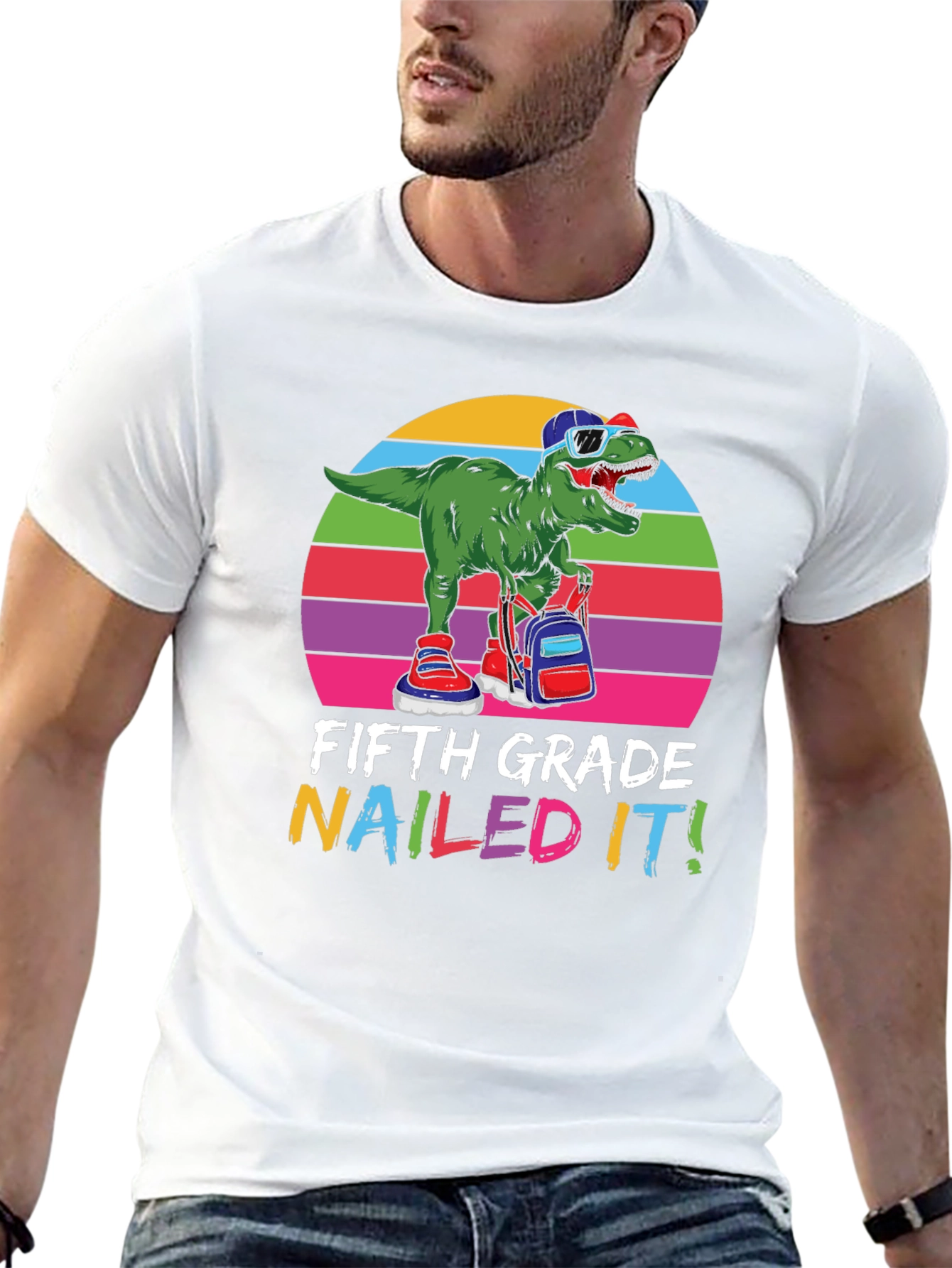 Fifth Grade Nailed It T-Shirt - Dinosaur Design