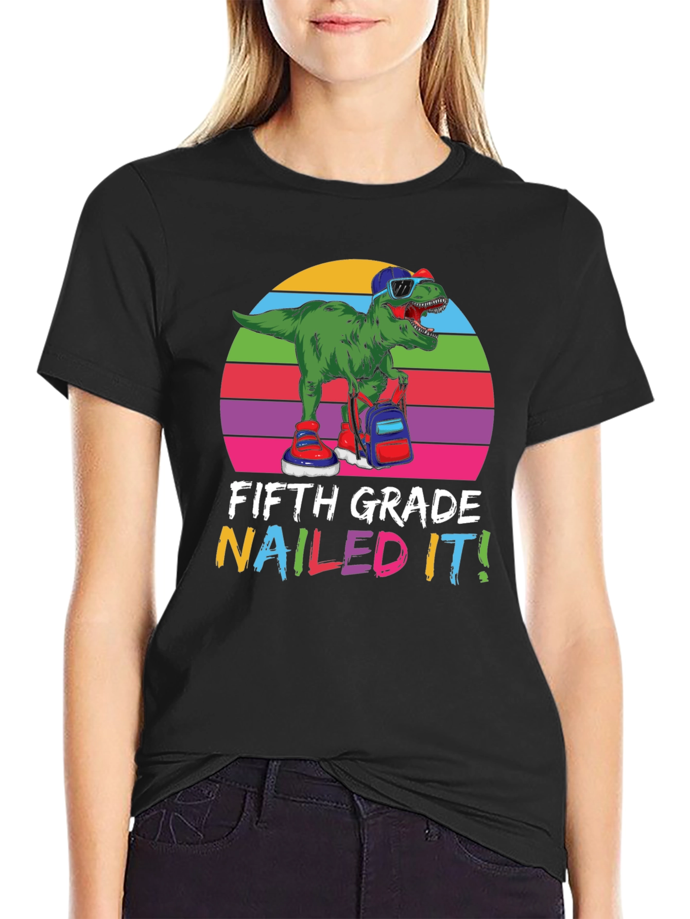 Fifth Grade Nailed It T-Shirt - Dinosaur Design