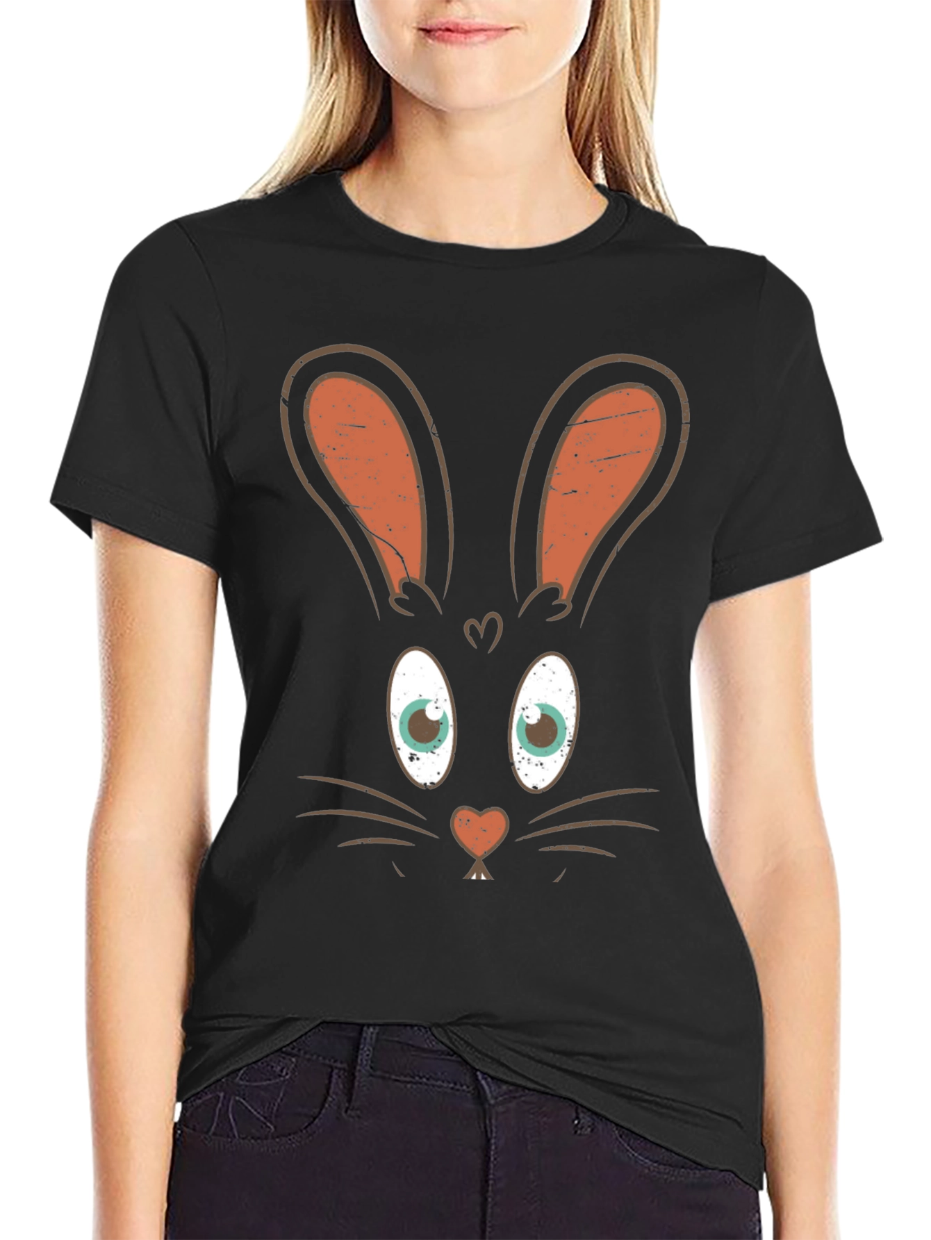 Bunny Face Graphic Tee - Easter Fun