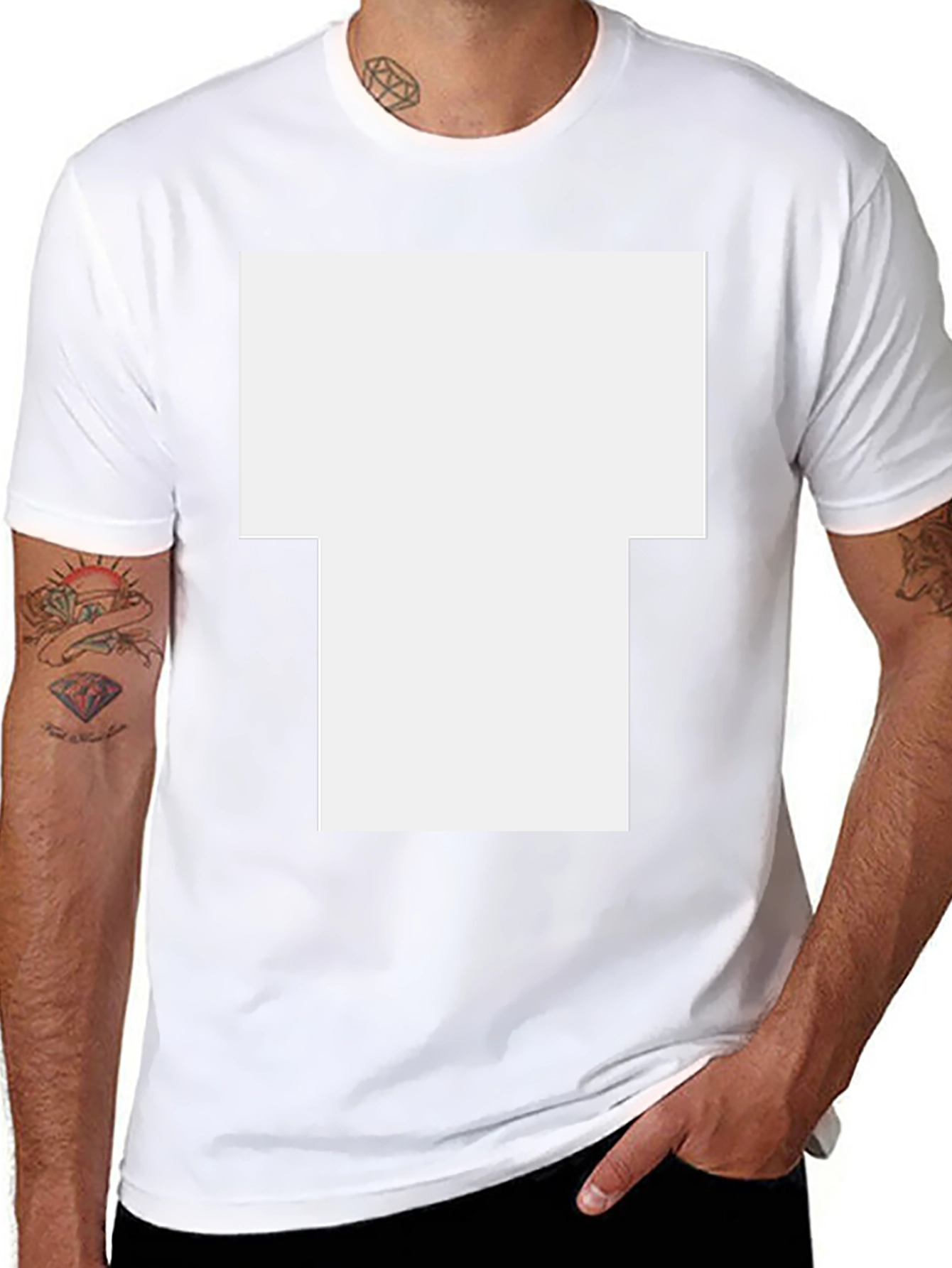 Black Short-Sleeve T-Shirt with Large White Graphic