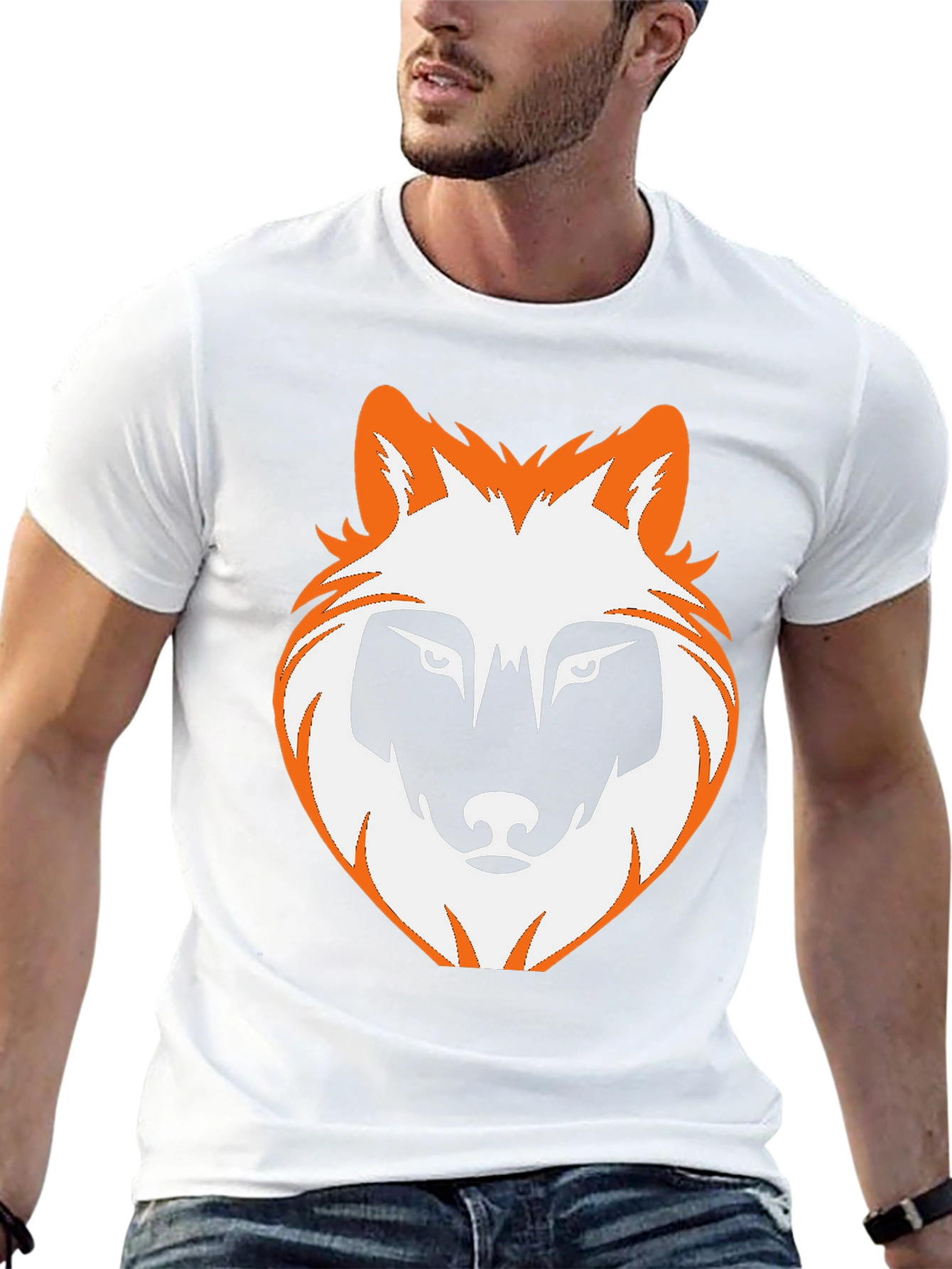 Wolf Graphic Print Tee - Black Casual T-Shirt