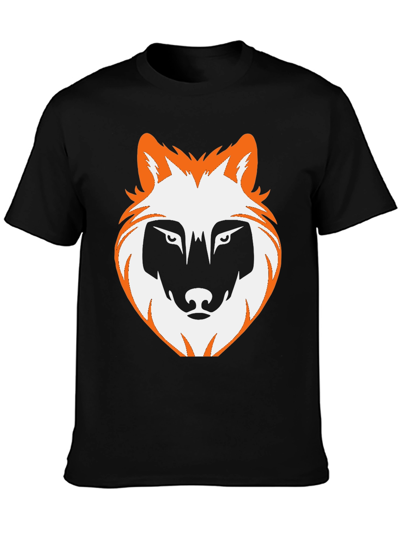 Wolf Graphic Print Tee - Black Casual T-Shirt