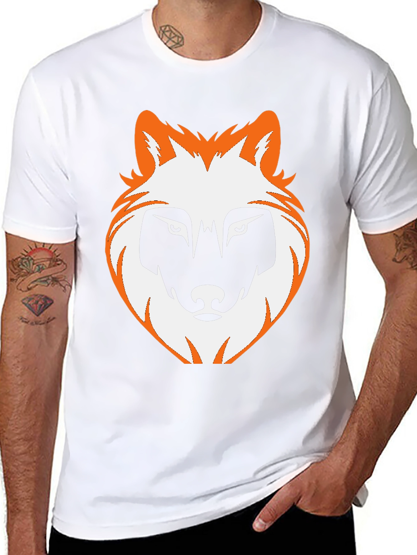 Wolf Graphic Print Tee - Black Casual T-Shirt