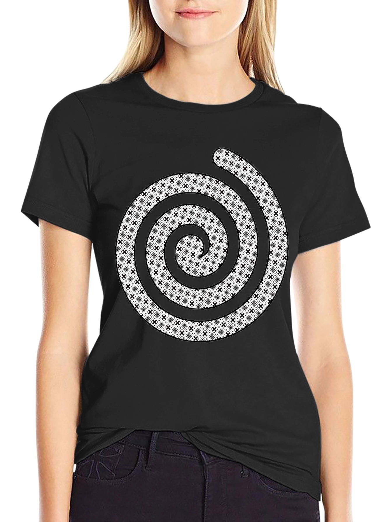 Patterned Spiral Graphic Tee - Modern Style