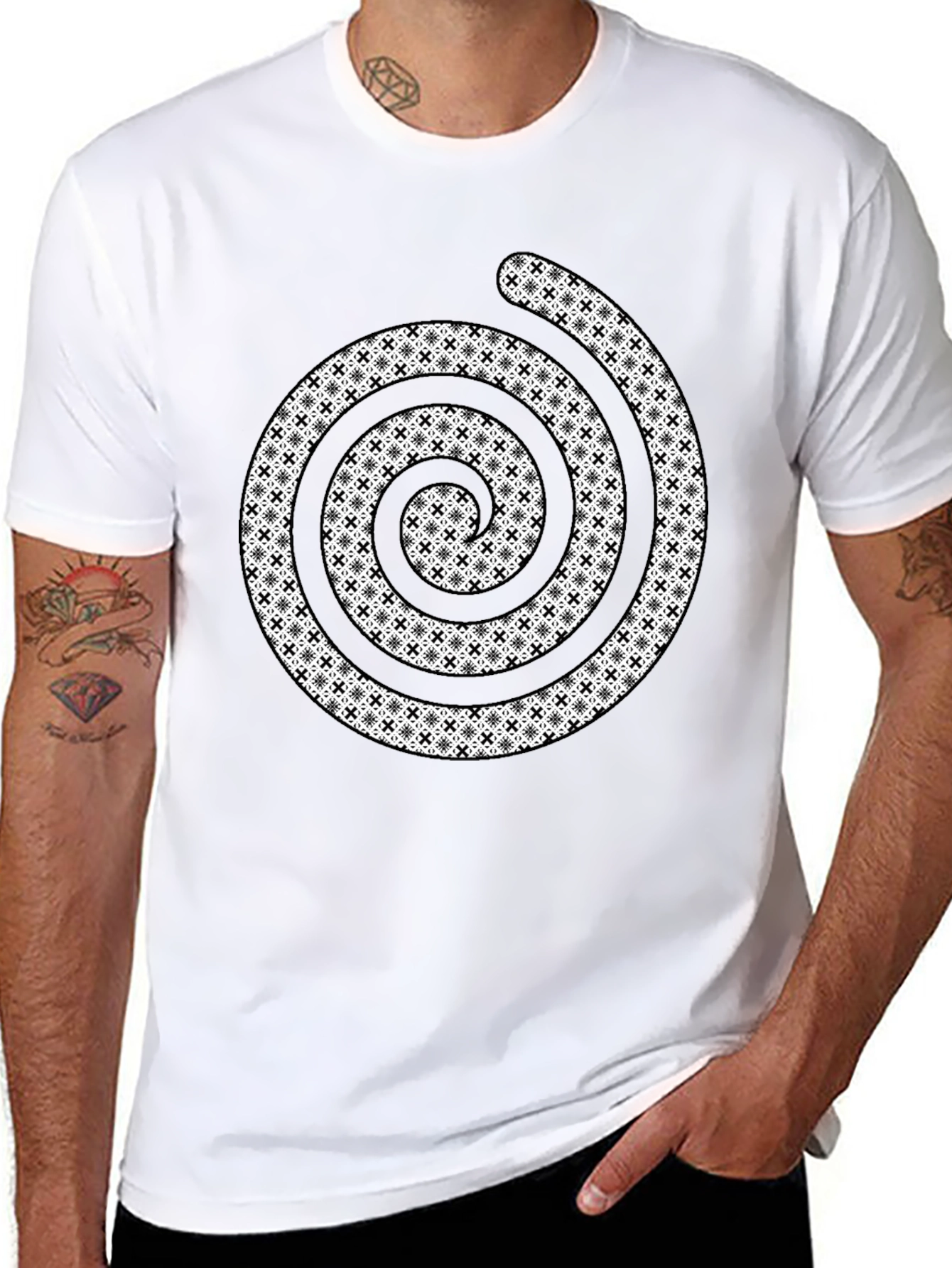 Patterned Spiral Graphic Tee - Modern Style