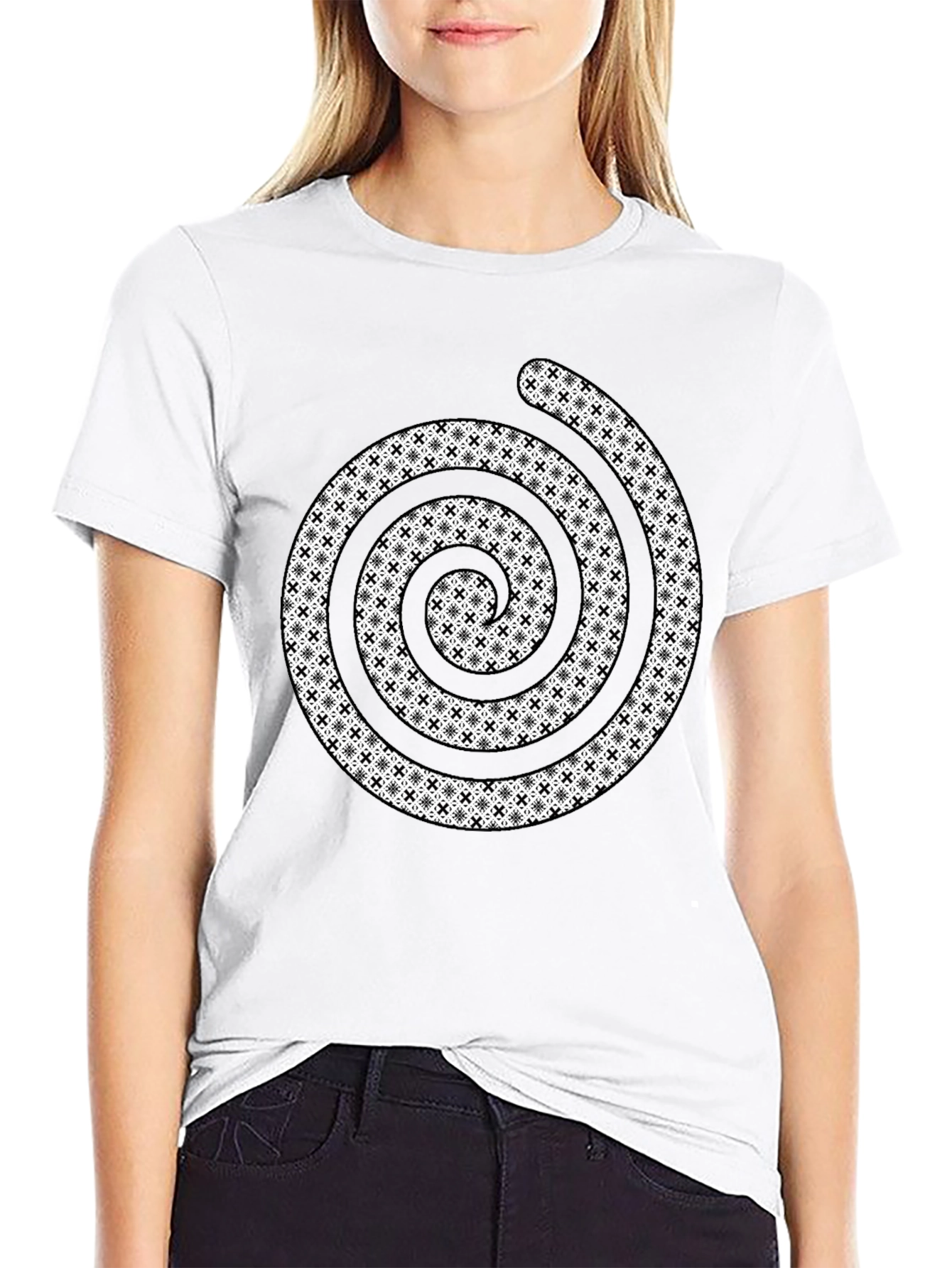 Patterned Spiral Graphic Tee - Modern Style