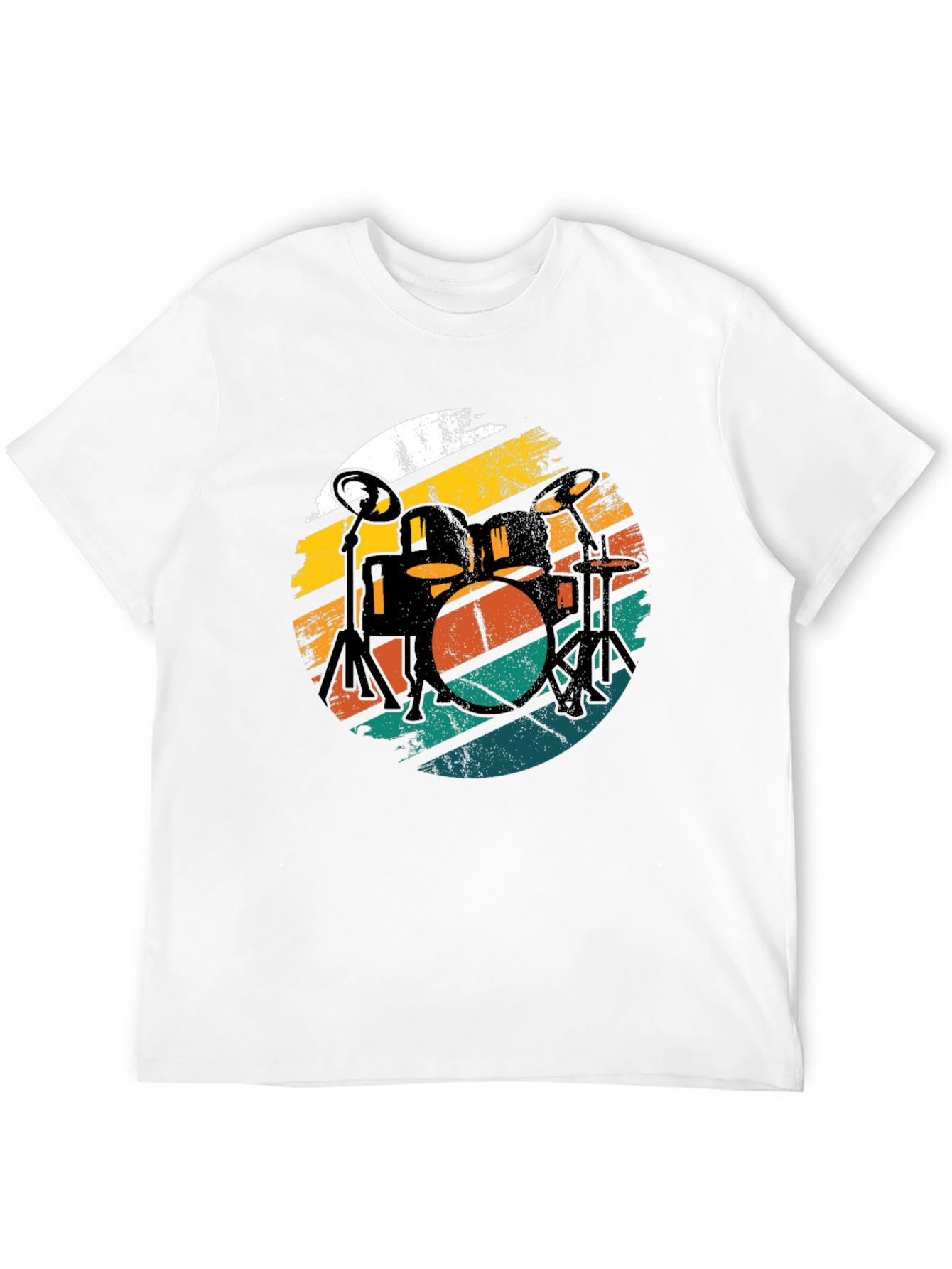 Retro Drum Set Black Graphic Tee