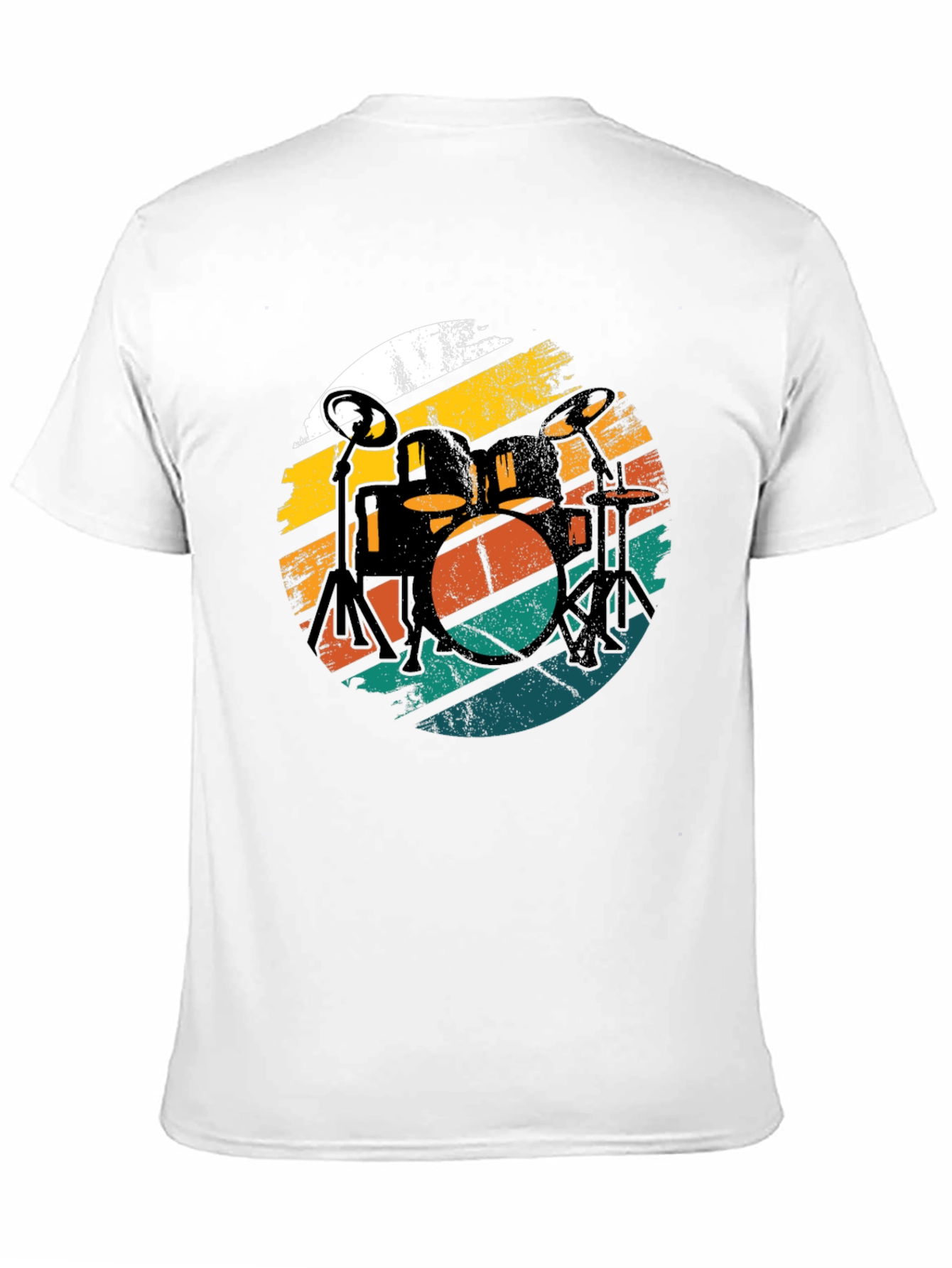 Retro Drum Set Black Graphic Tee