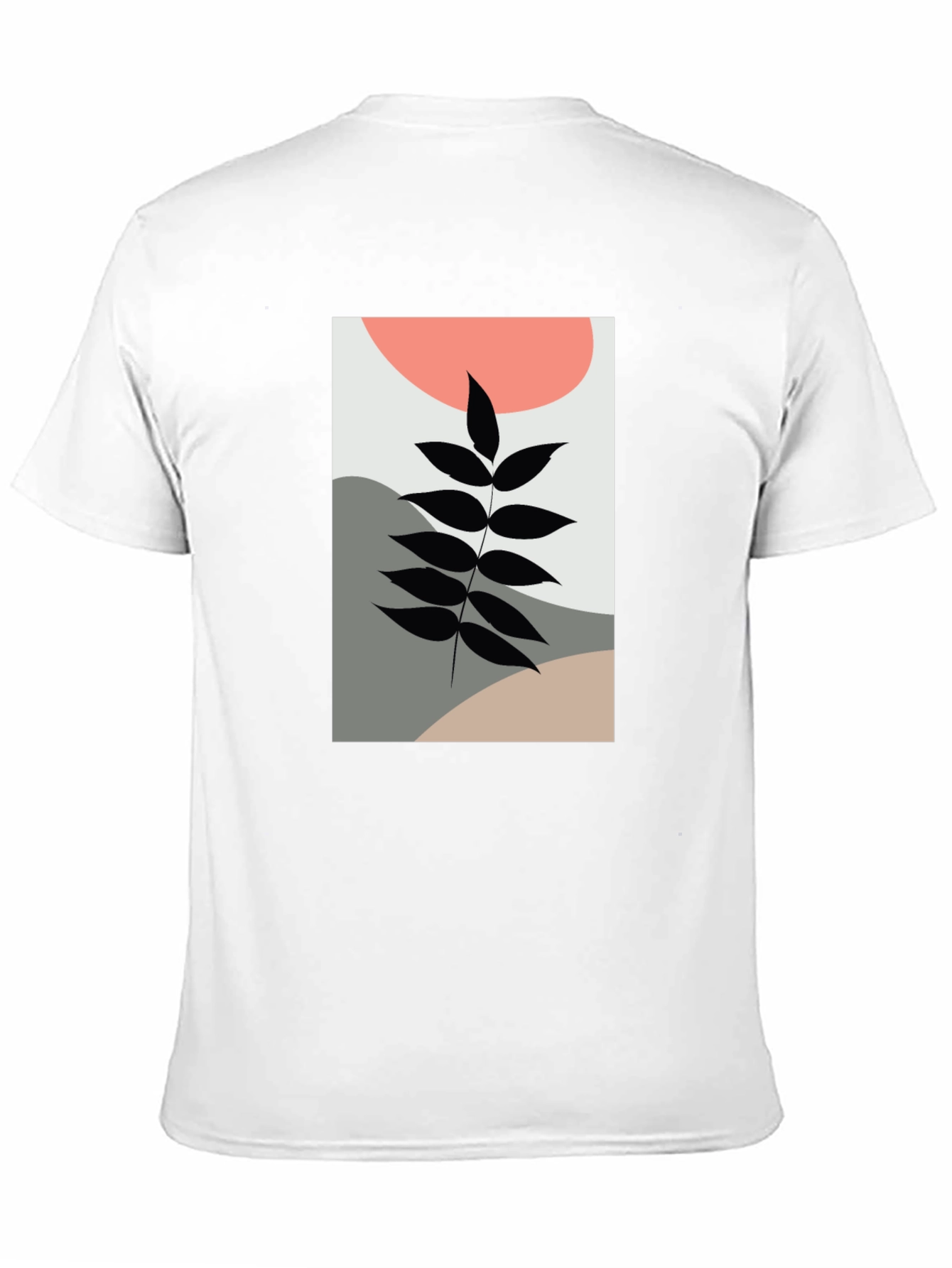 Abstract Leaf Print Black T-Shirt