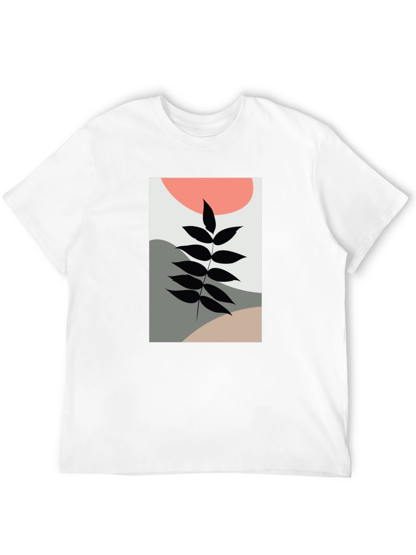 Abstract Leaf Print Black T-Shirt